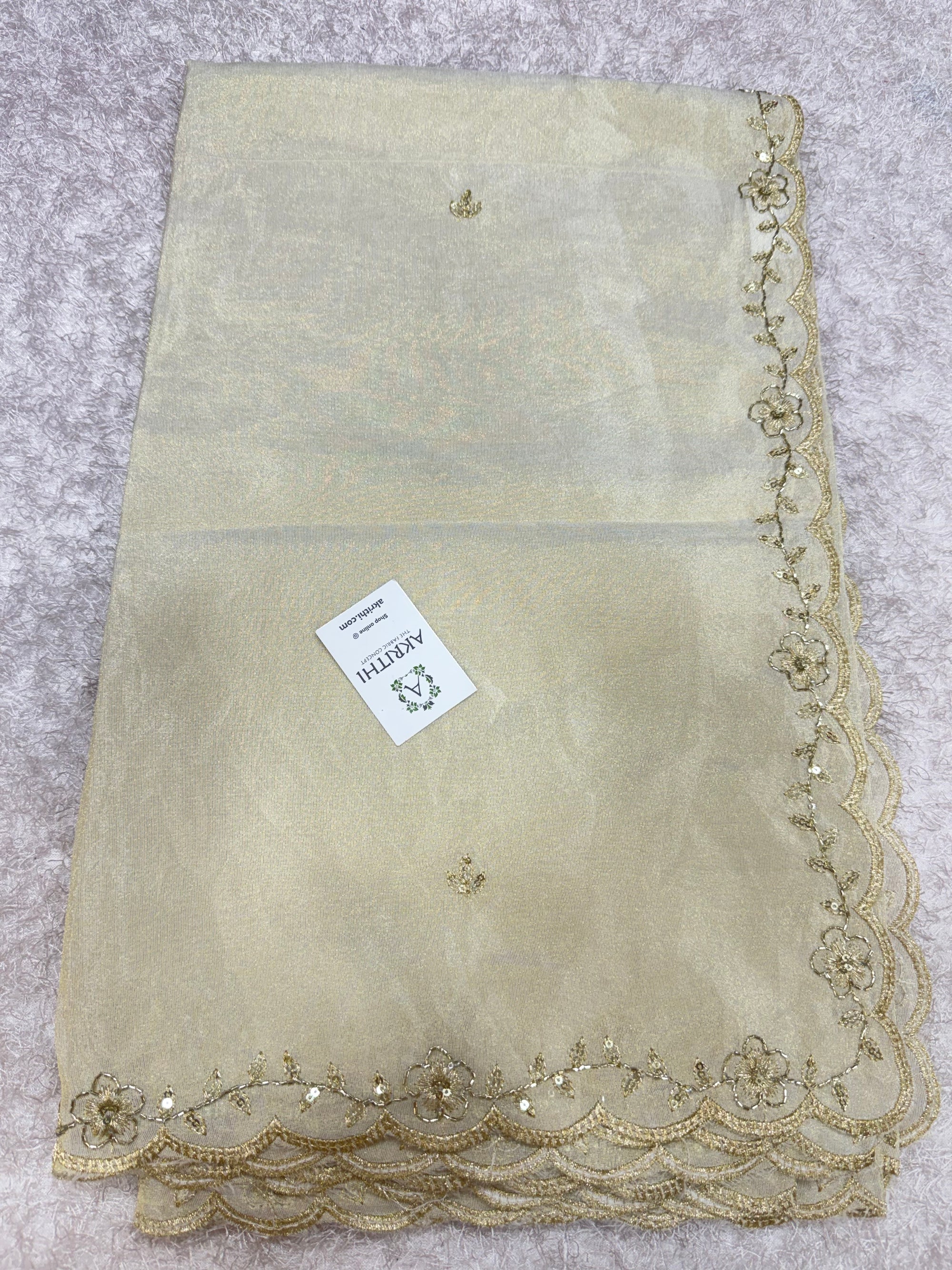 Dyeable embroidered tissue dupatta