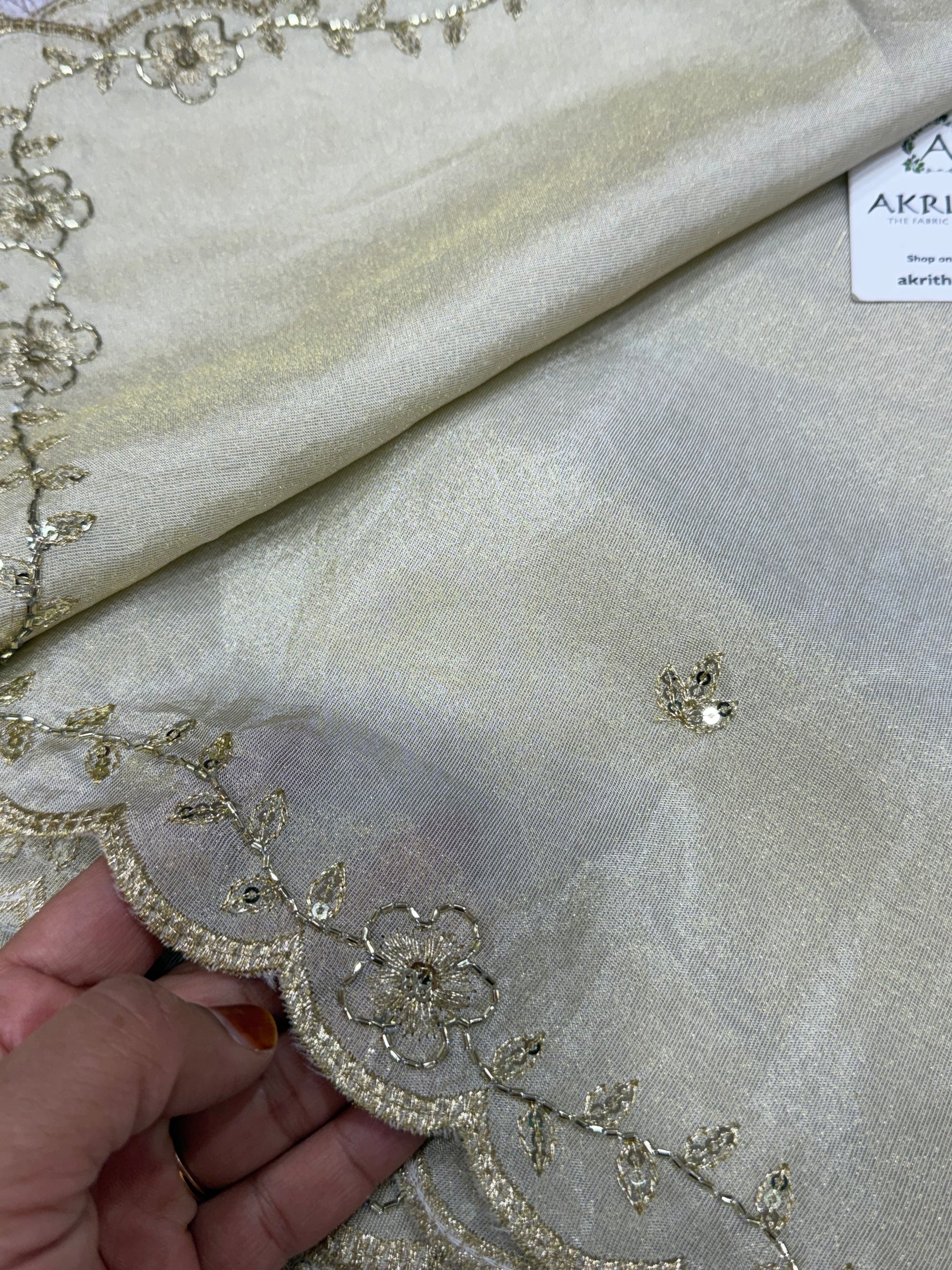 Dyeable embroidered tissue dupatta