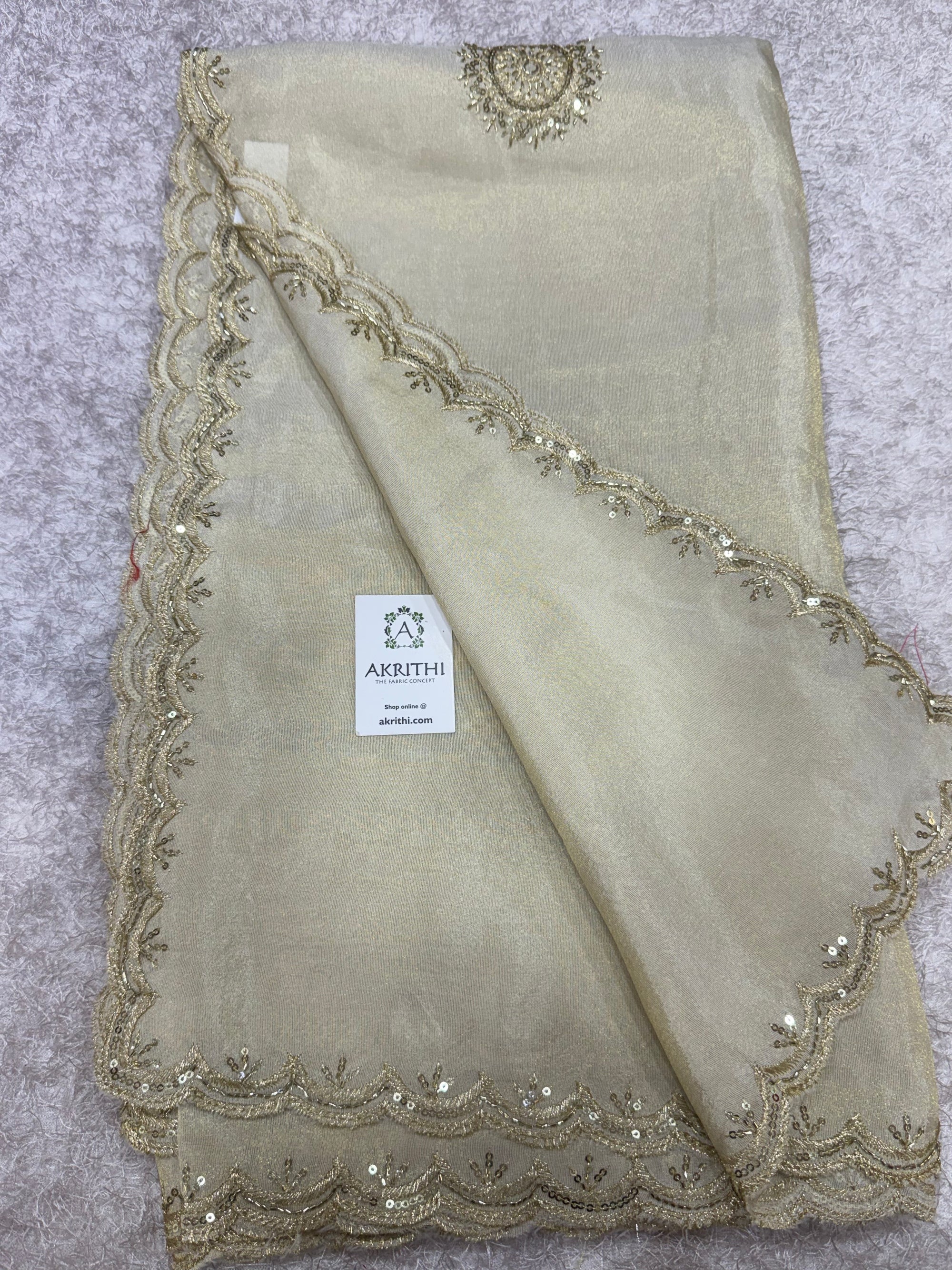 Dyeable embroidered tissue dupatta