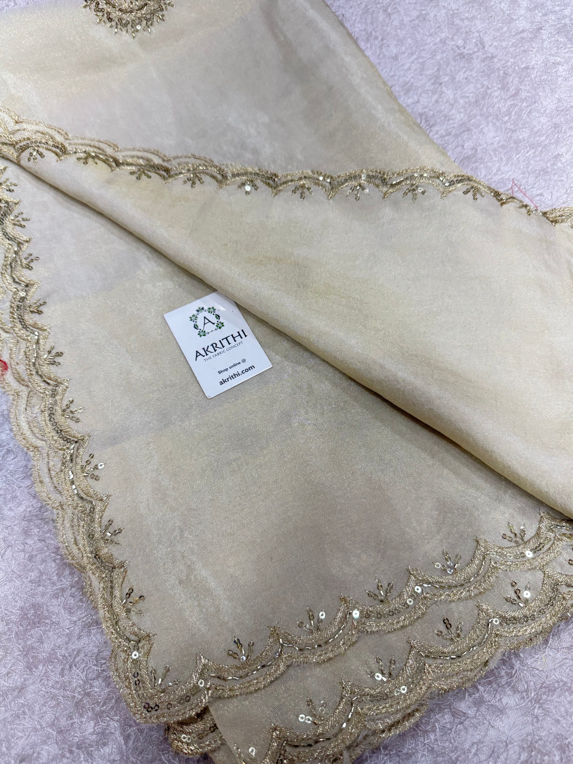 Dyeable embroidered tissue dupatta