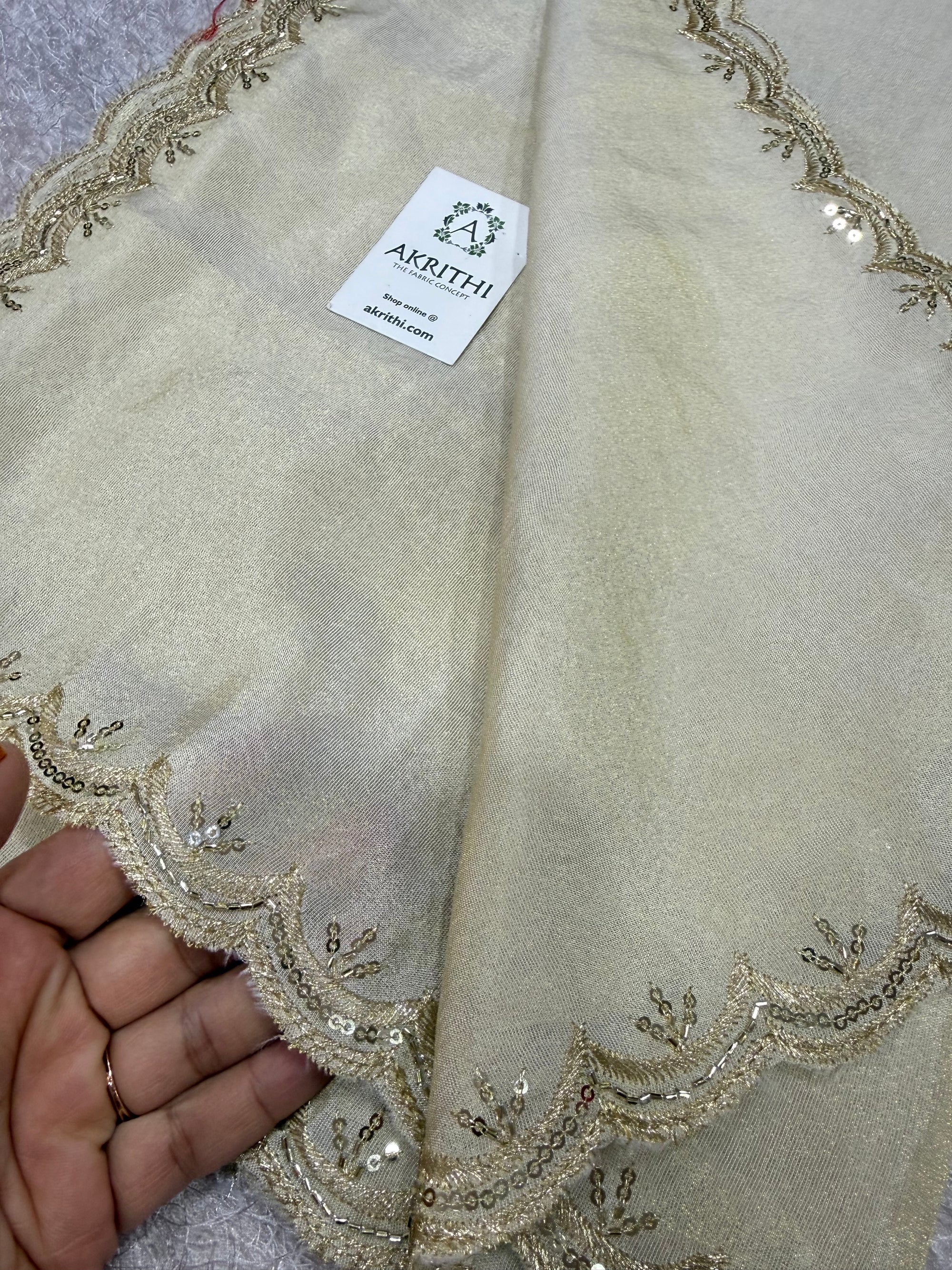 Dyeable embroidered tissue dupatta