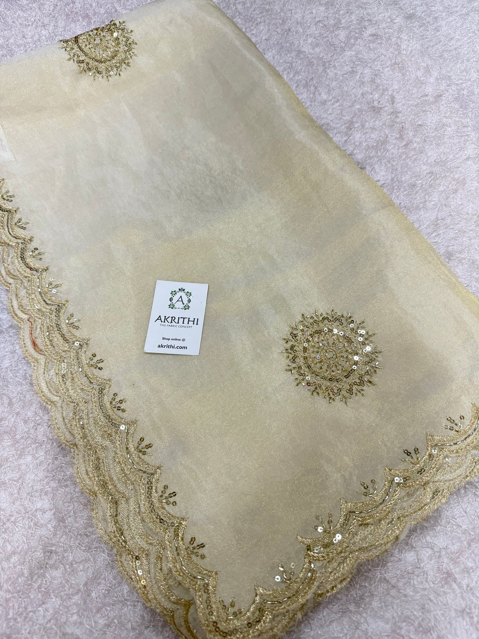 Dyeable embroidered tissue dupatta