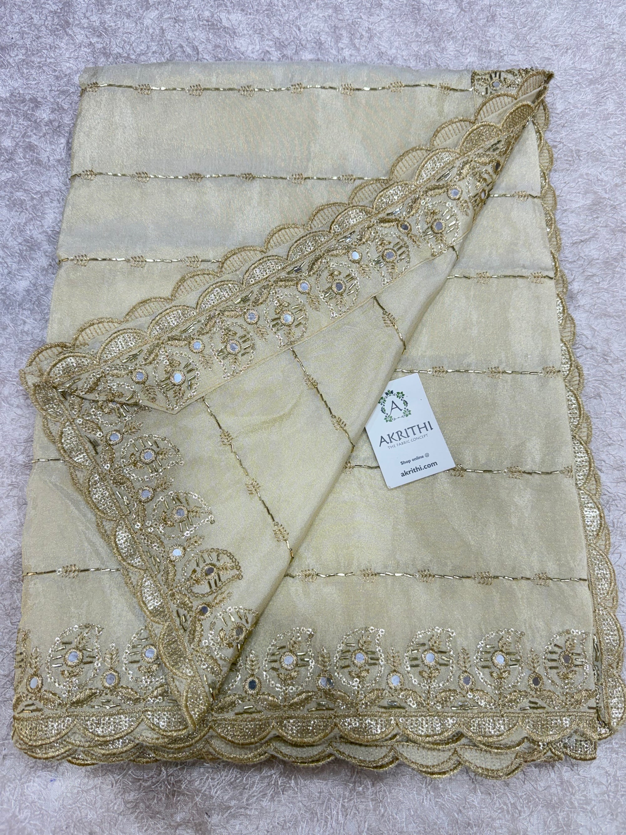 Dyeable embroidered tissue dupatta