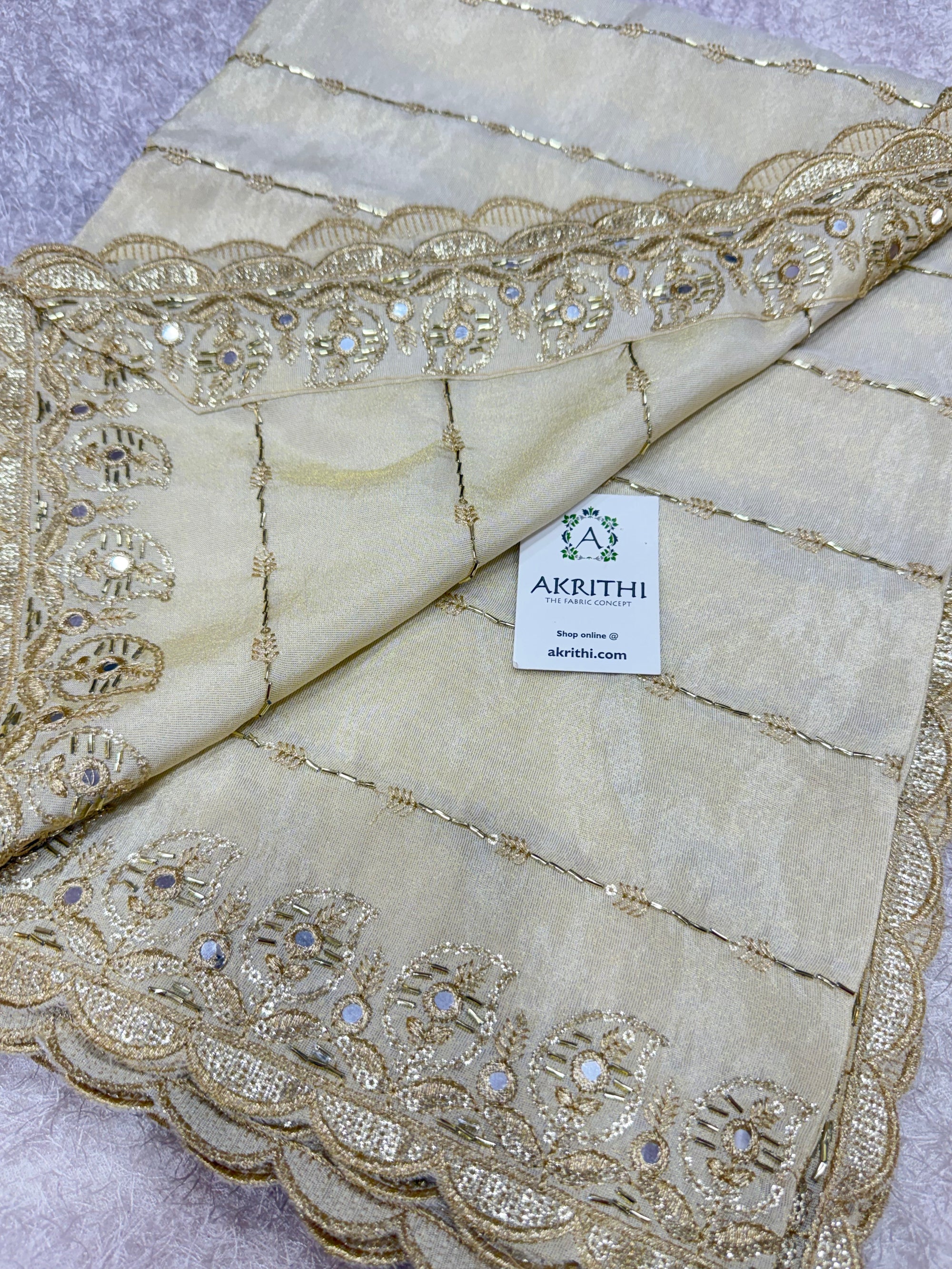 Dyeable embroidered tissue dupatta