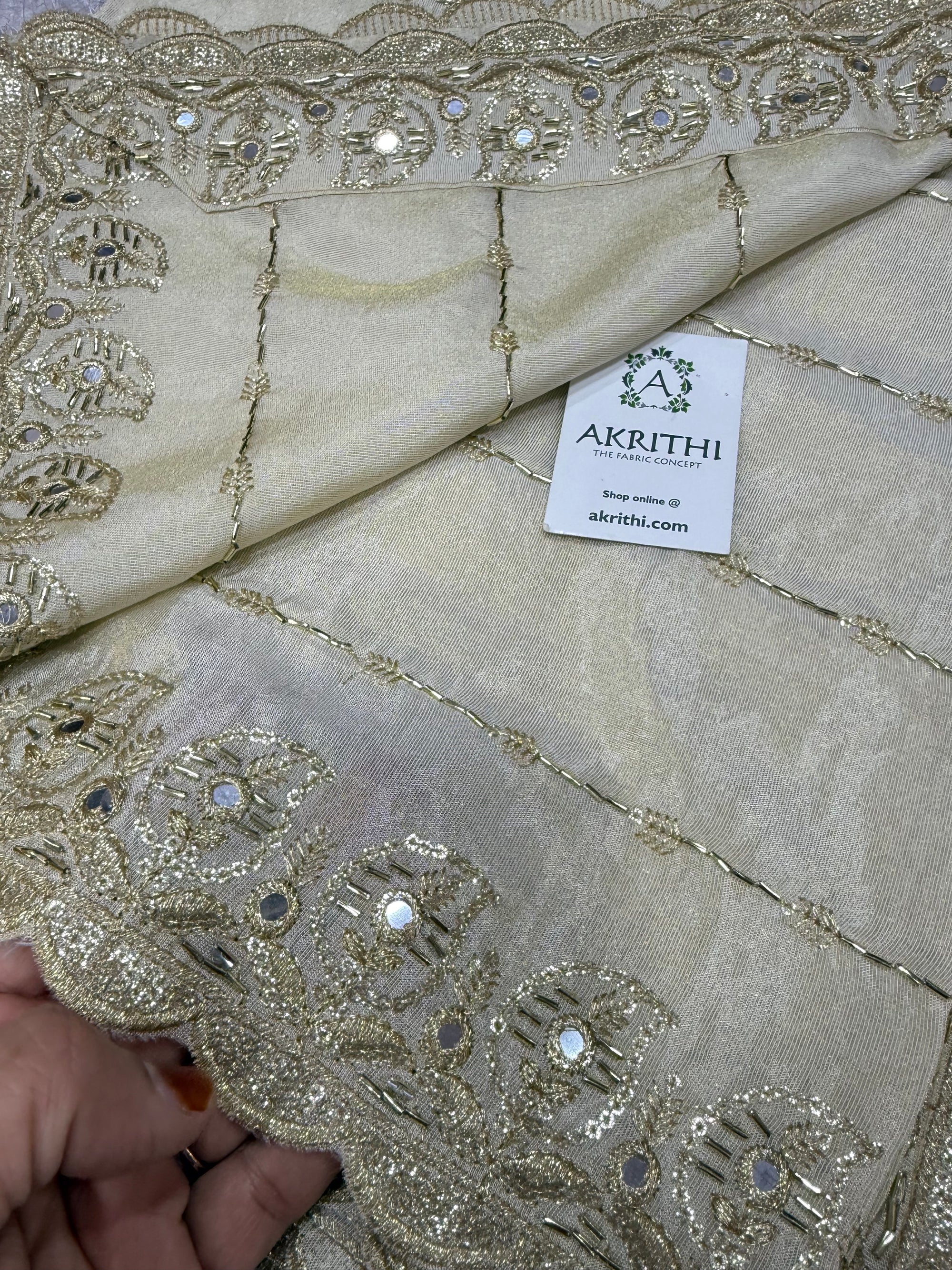 Dyeable embroidered tissue dupatta