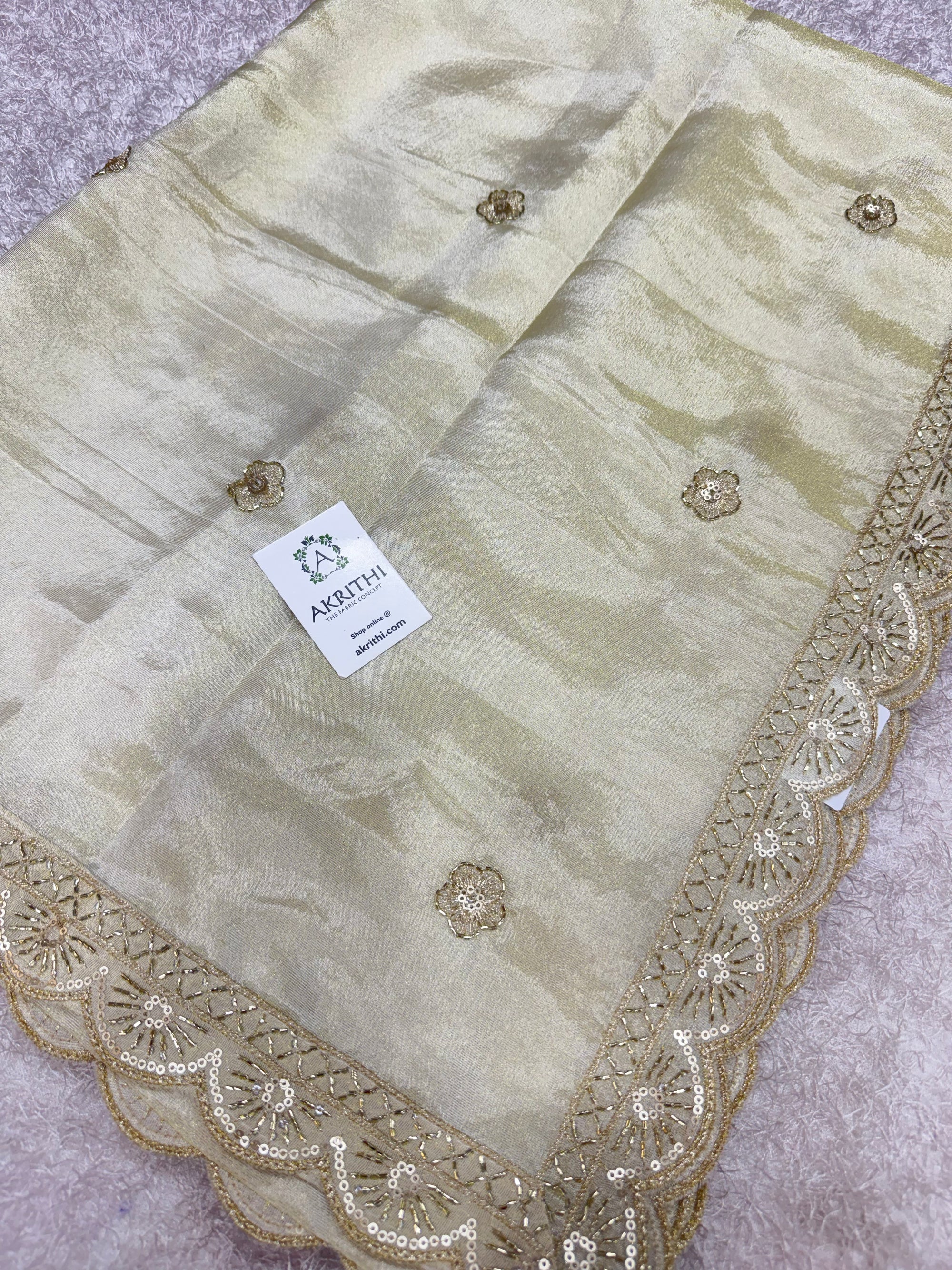 Dyeable embroidered tissue dupatta