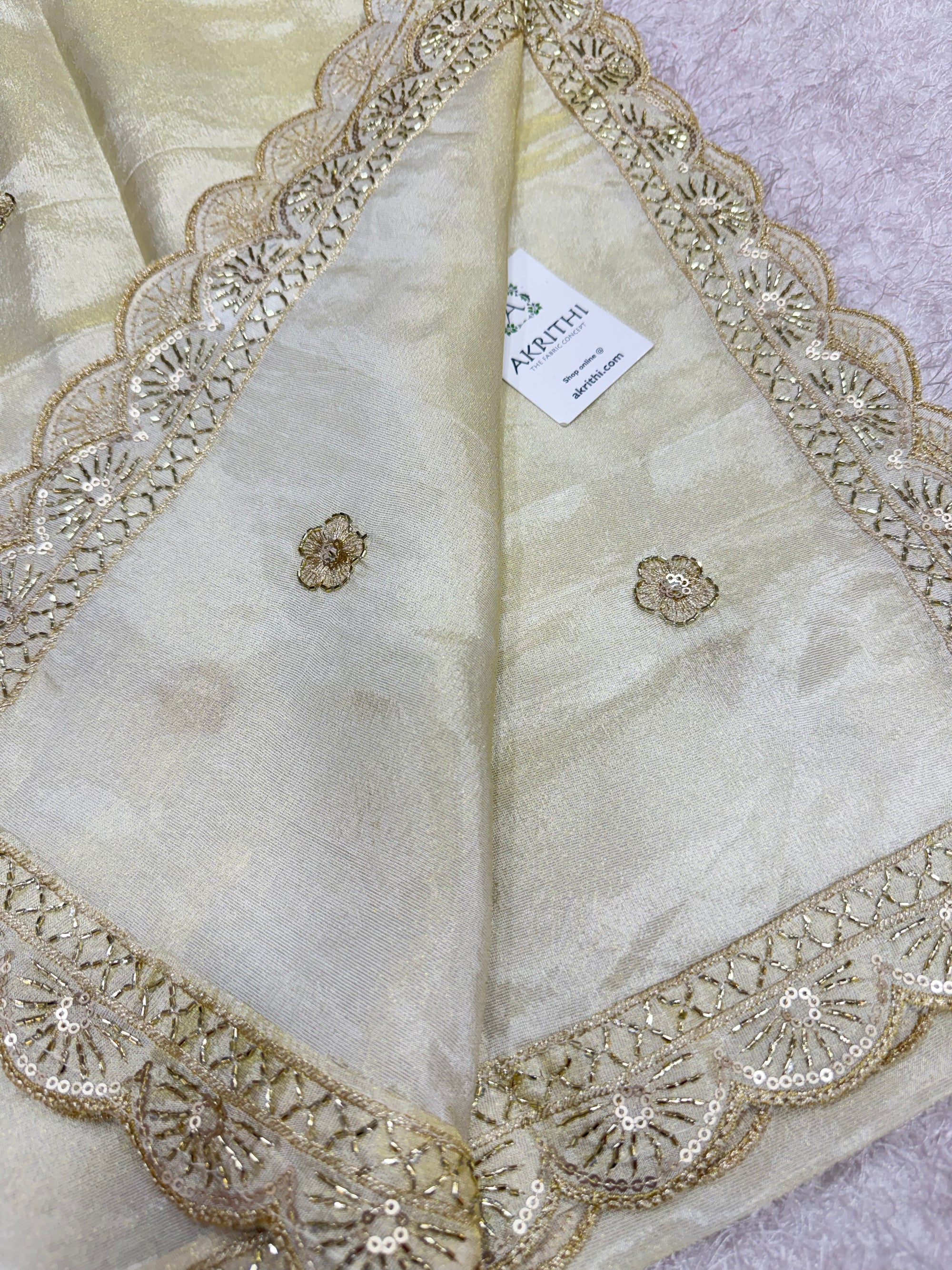 Dyeable embroidered tissue dupatta
