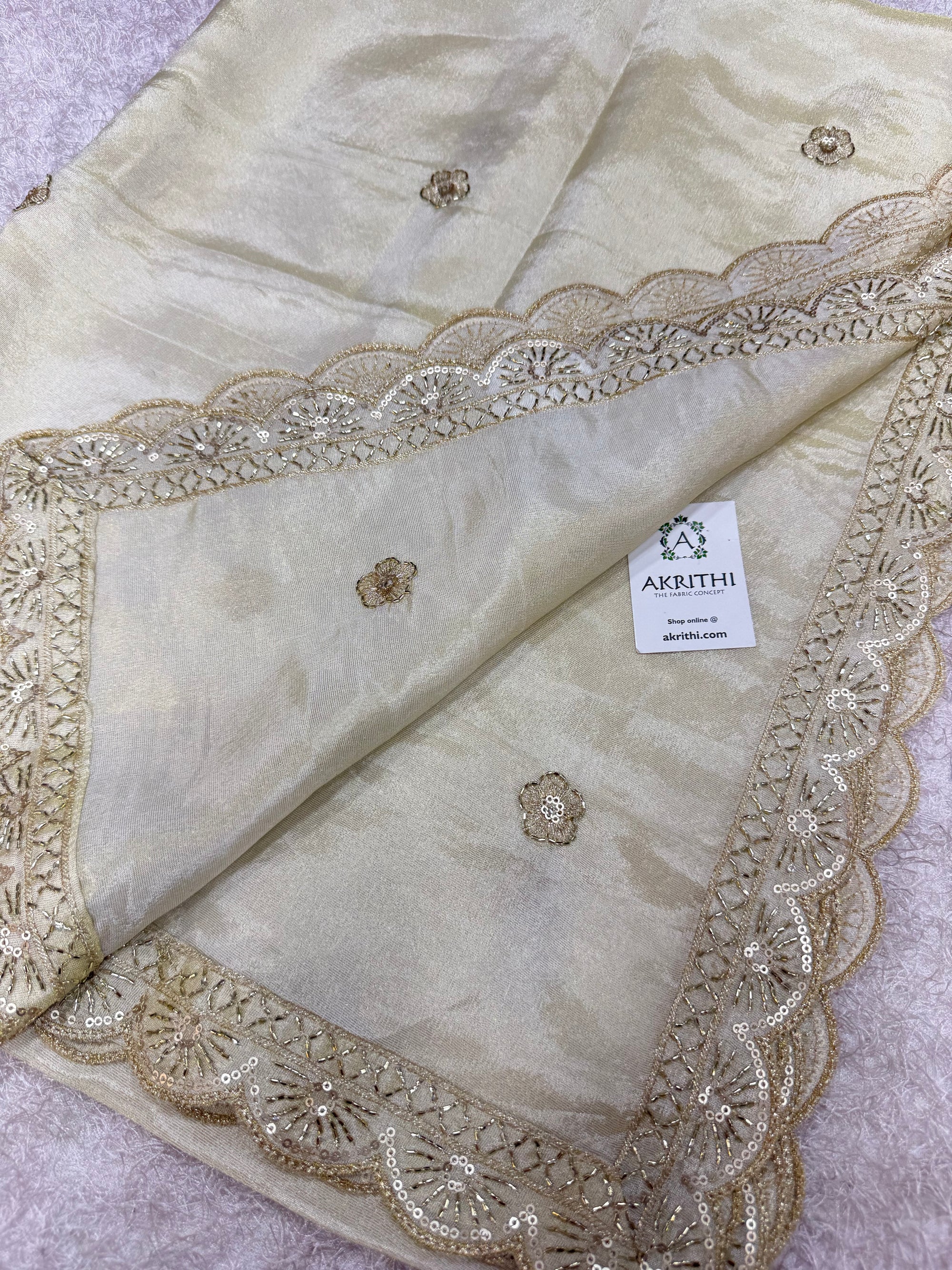 Dyeable embroidered tissue dupatta