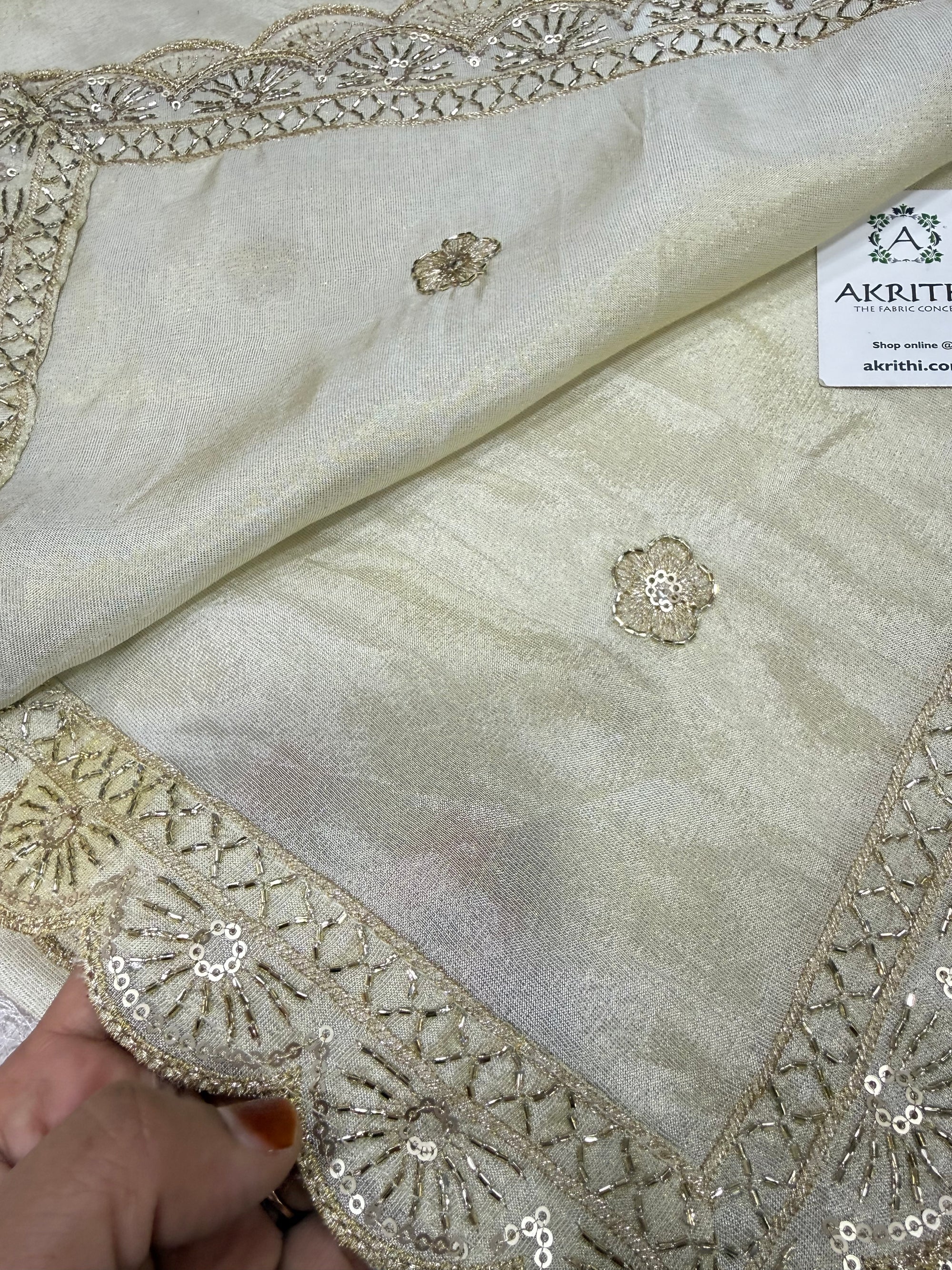 Dyeable embroidered tissue dupatta