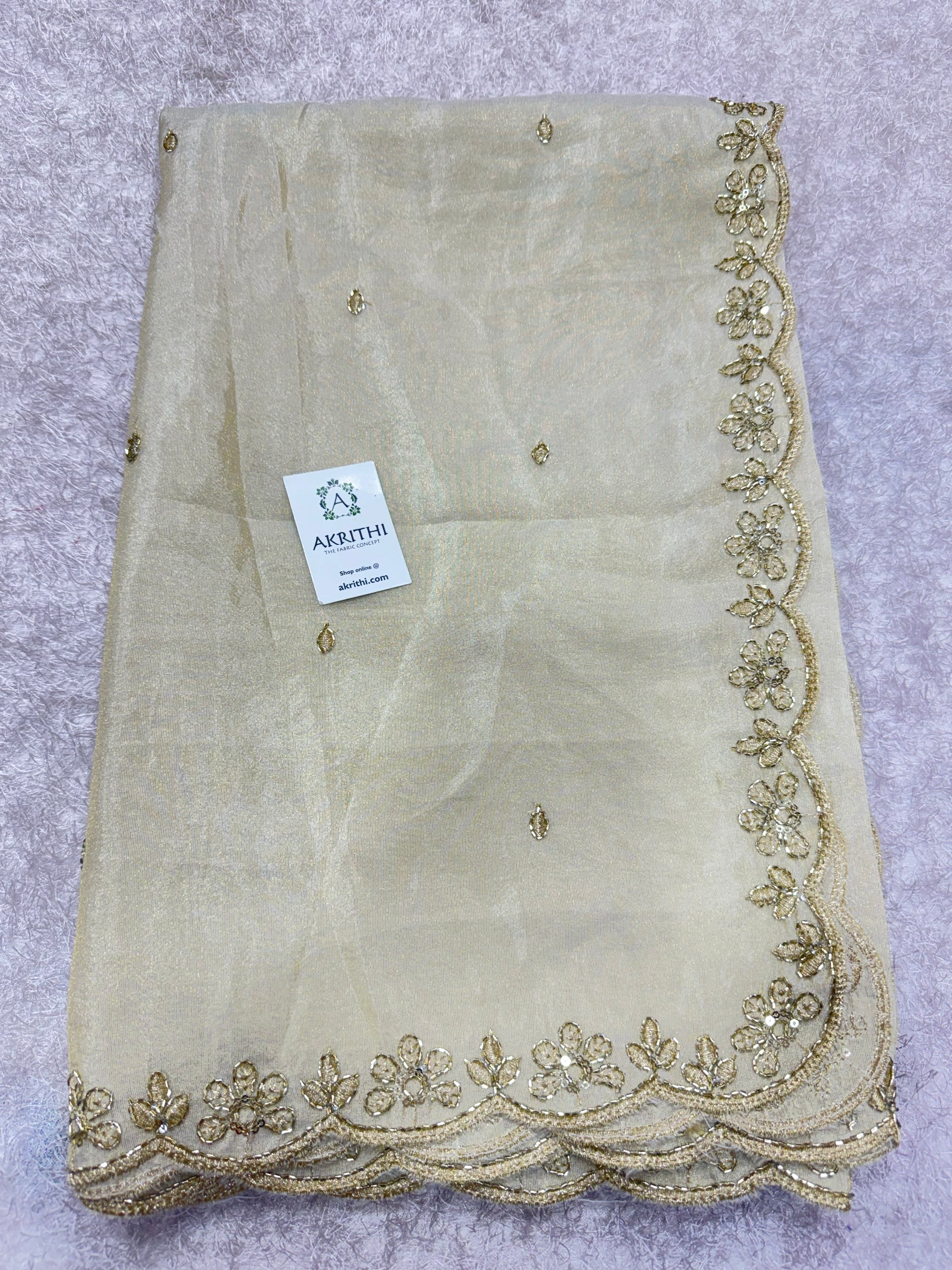 Dyeable embroidered tissue dupatta
