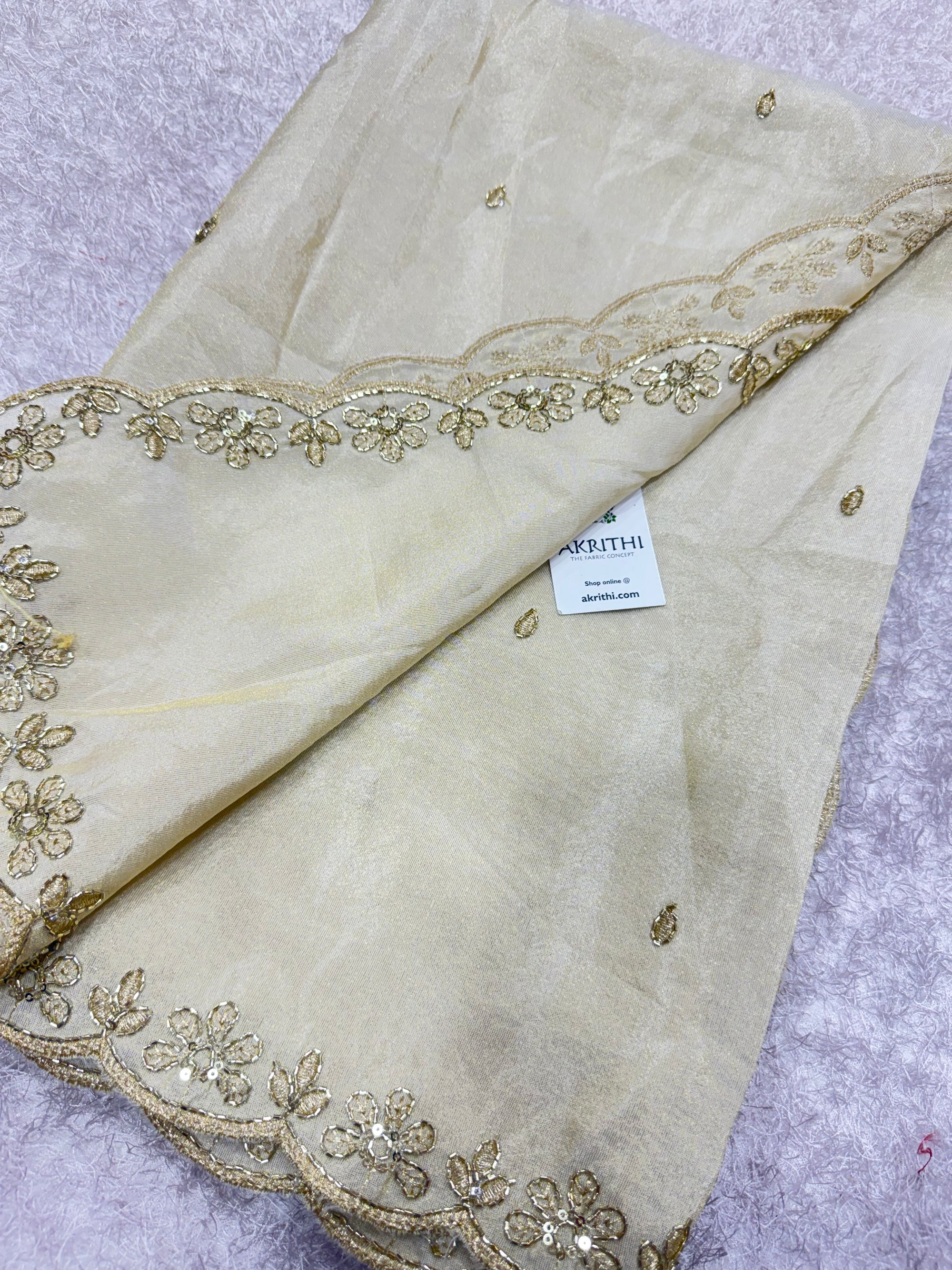 Dyeable embroidered tissue dupatta