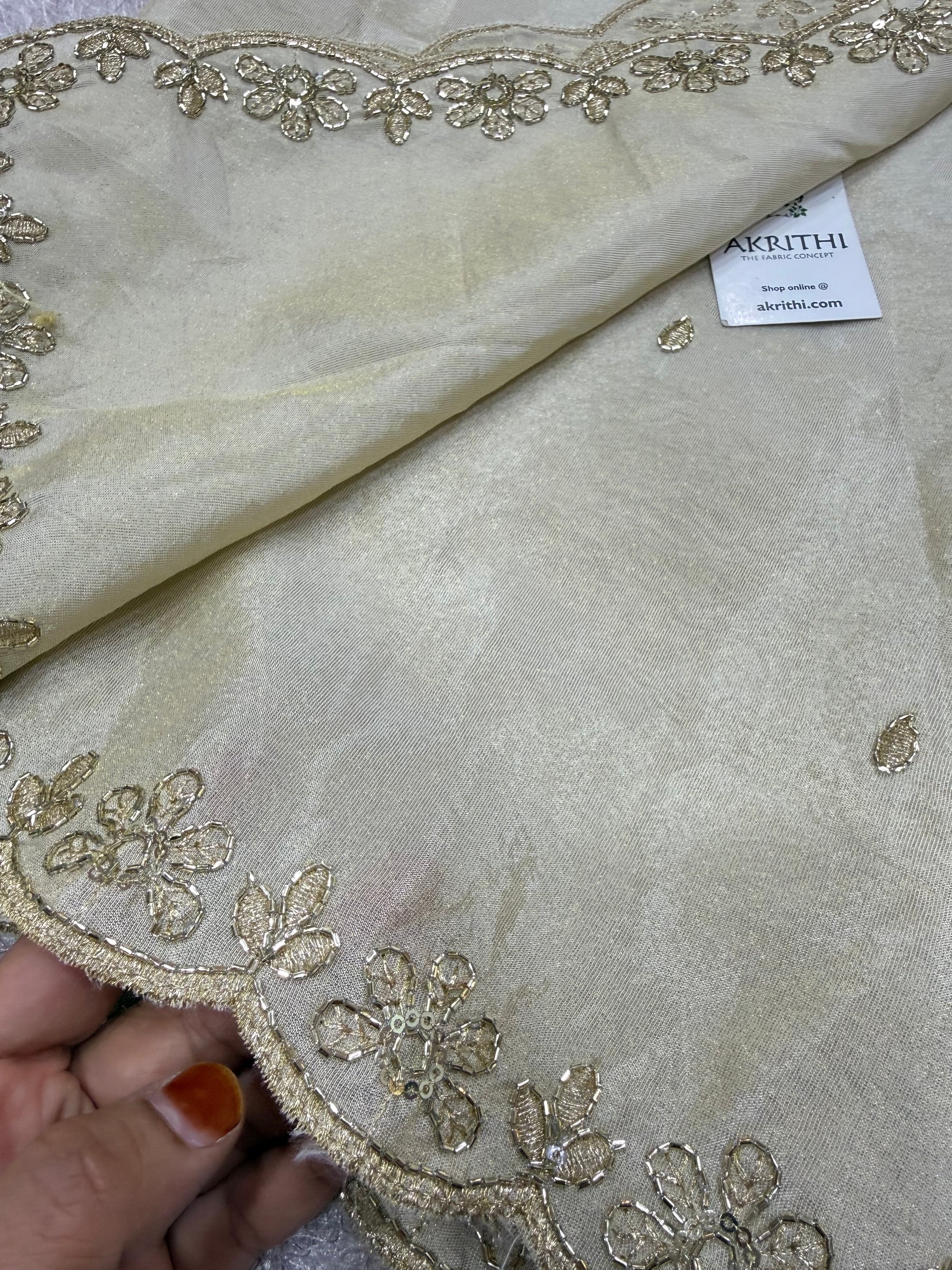 Dyeable embroidered tissue dupatta