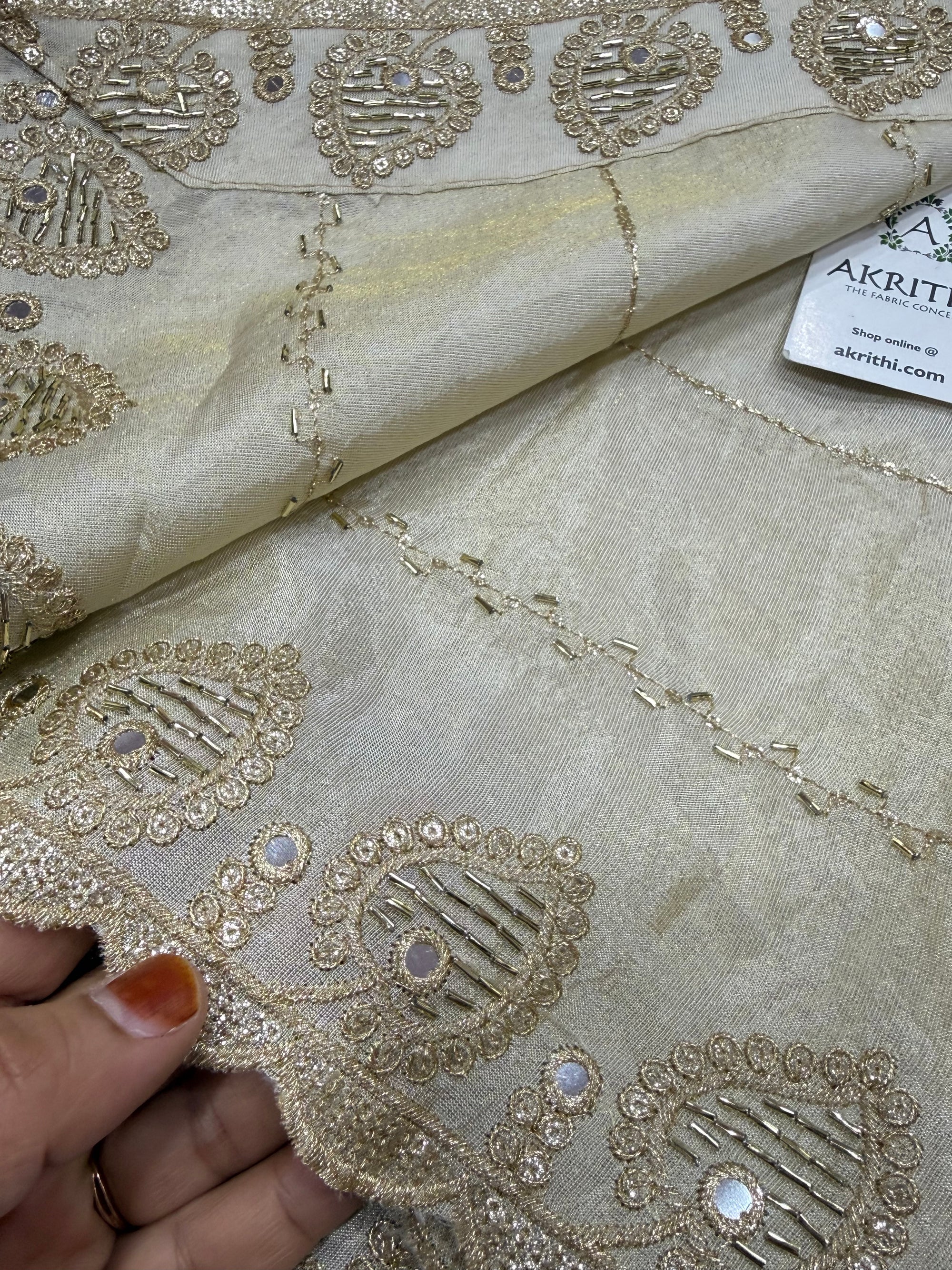 Dyeable embroidered tissue dupatta