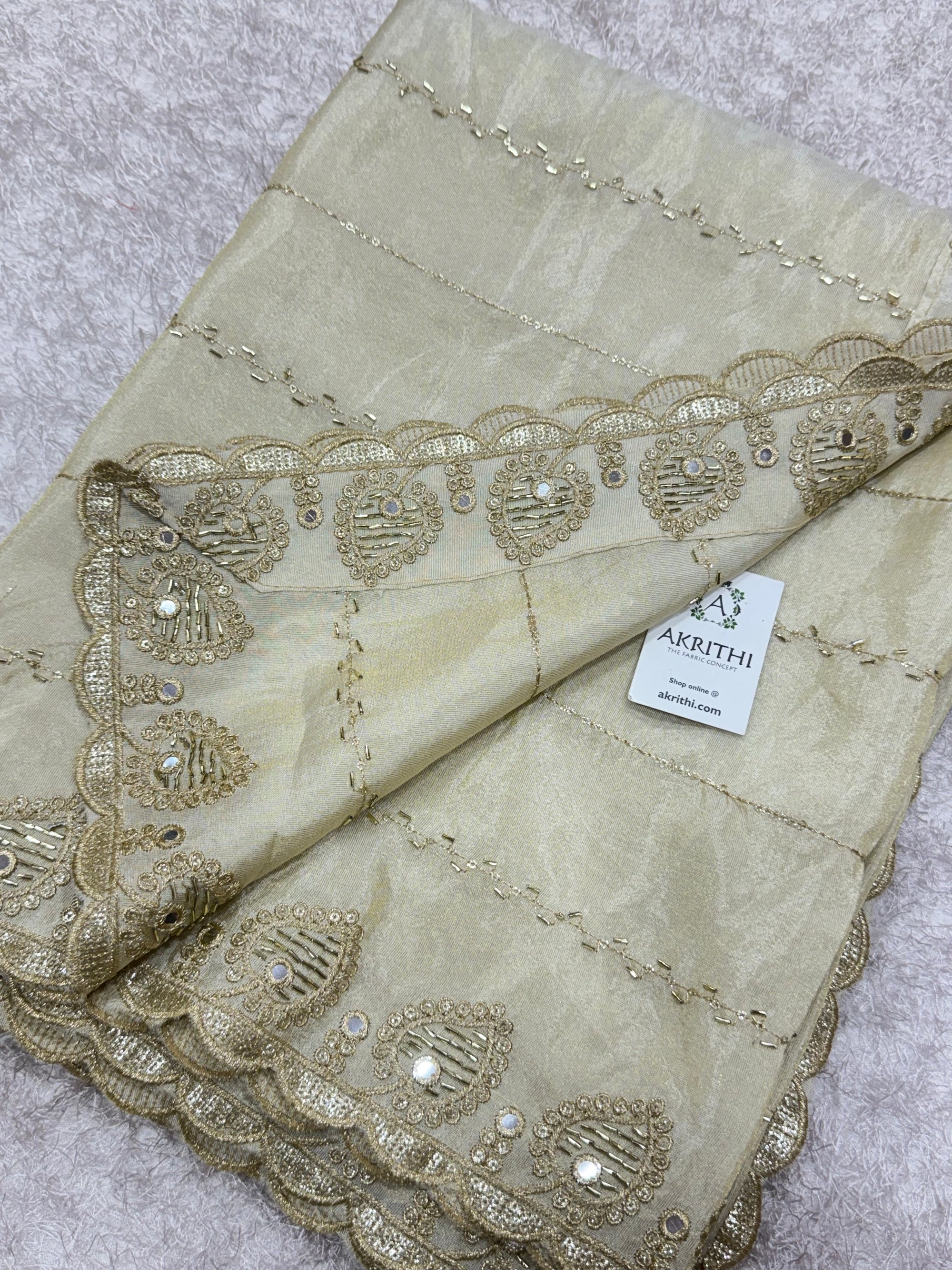 Dyeable embroidered tissue dupatta