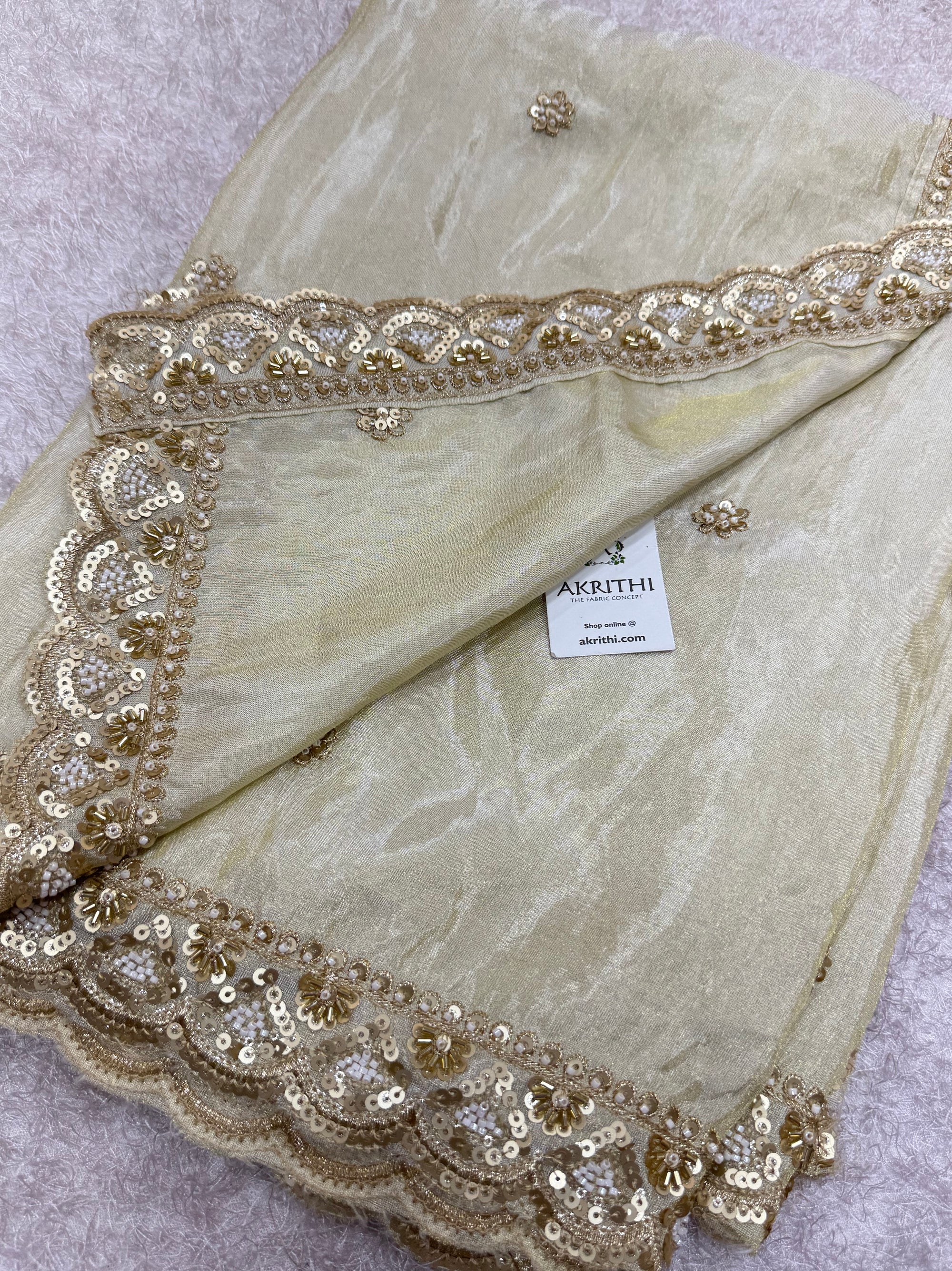 Dyeable embroidered tissue dupatta