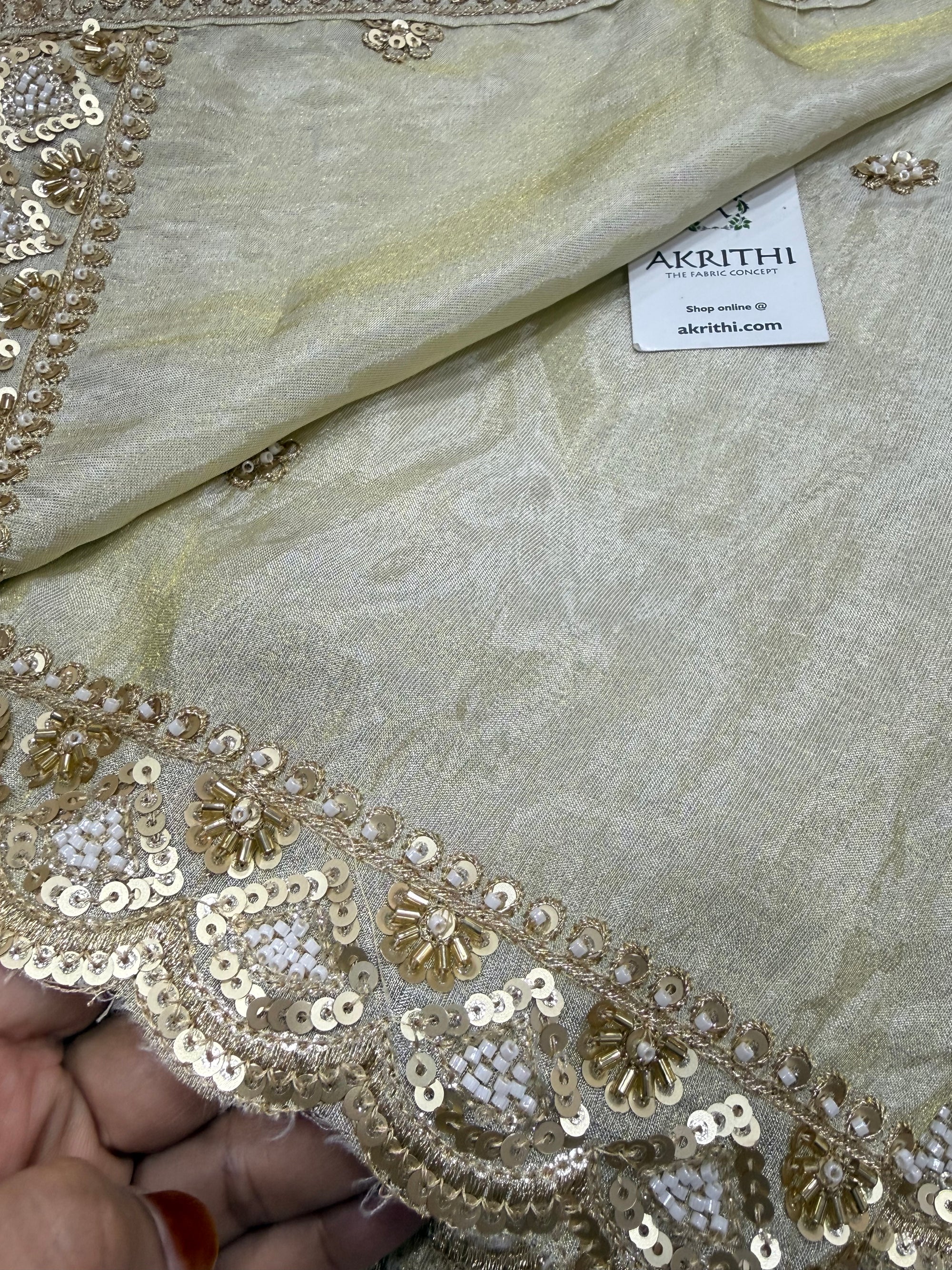 Dyeable embroidered tissue dupatta