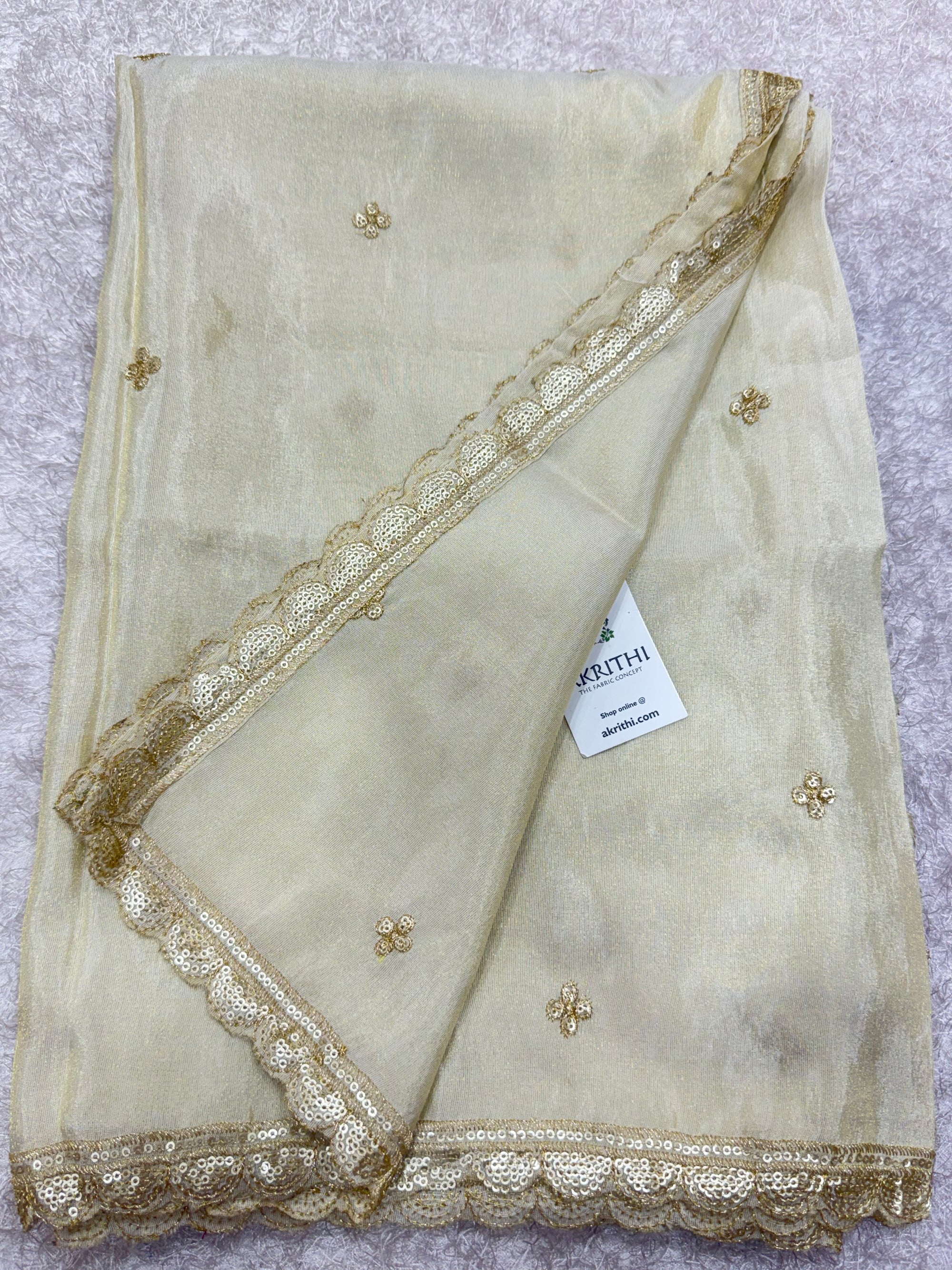 Dyeable embroidered tissue dupatta