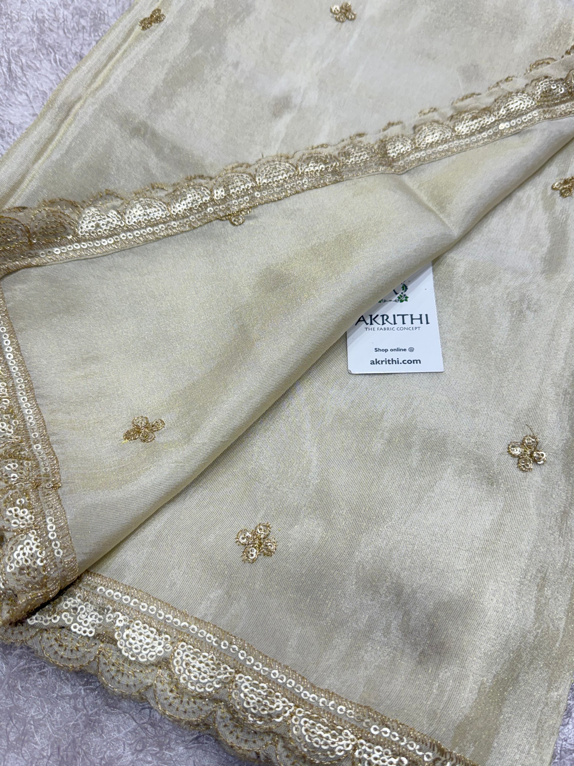 Dyeable embroidered tissue dupatta