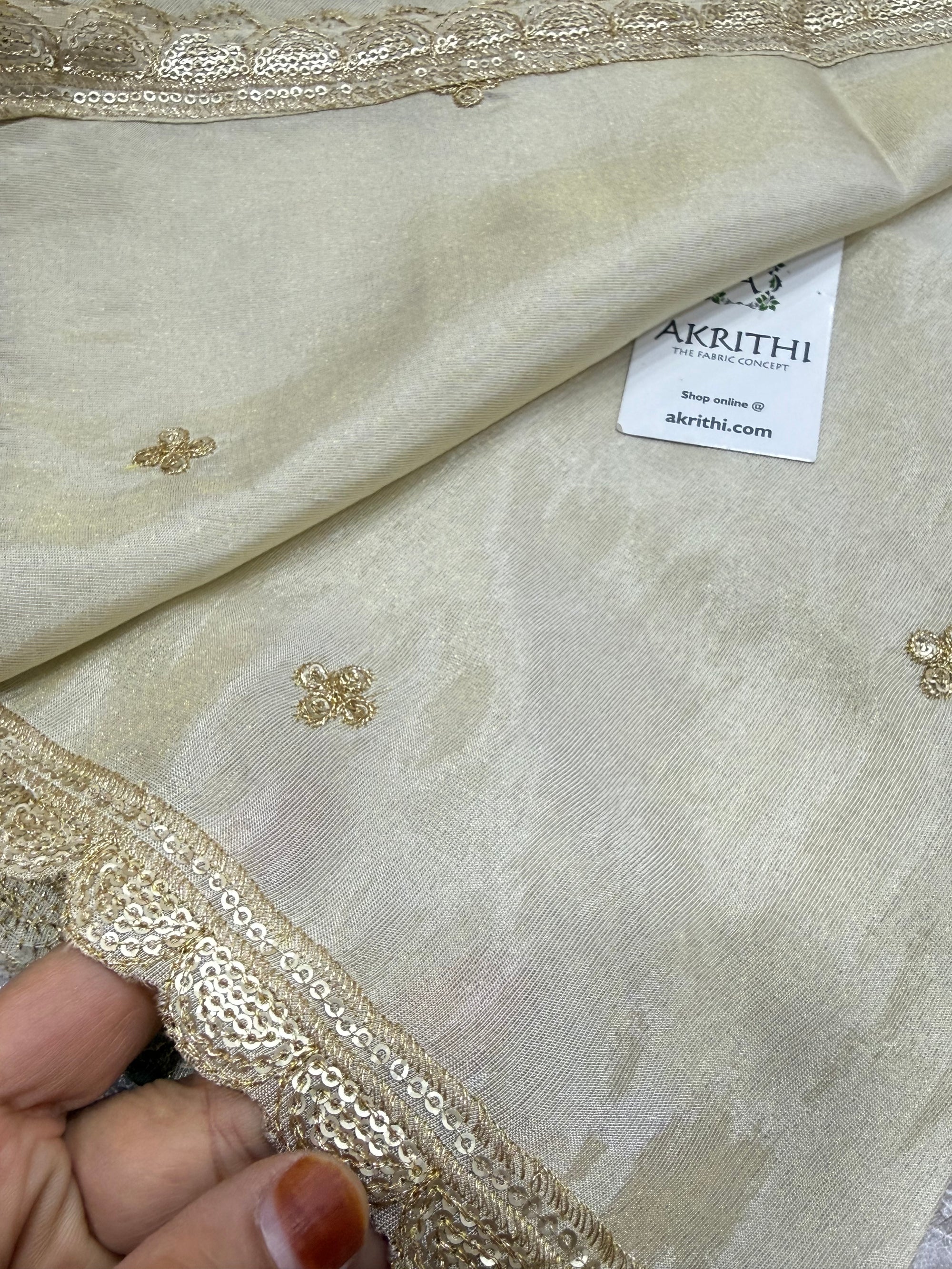 Dyeable embroidered tissue dupatta