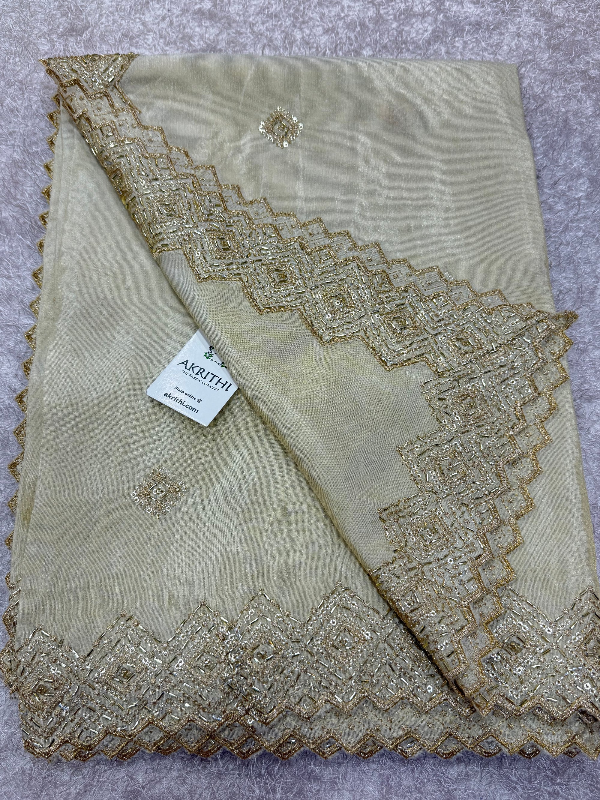 Dyeable embroidered tissue dupatta