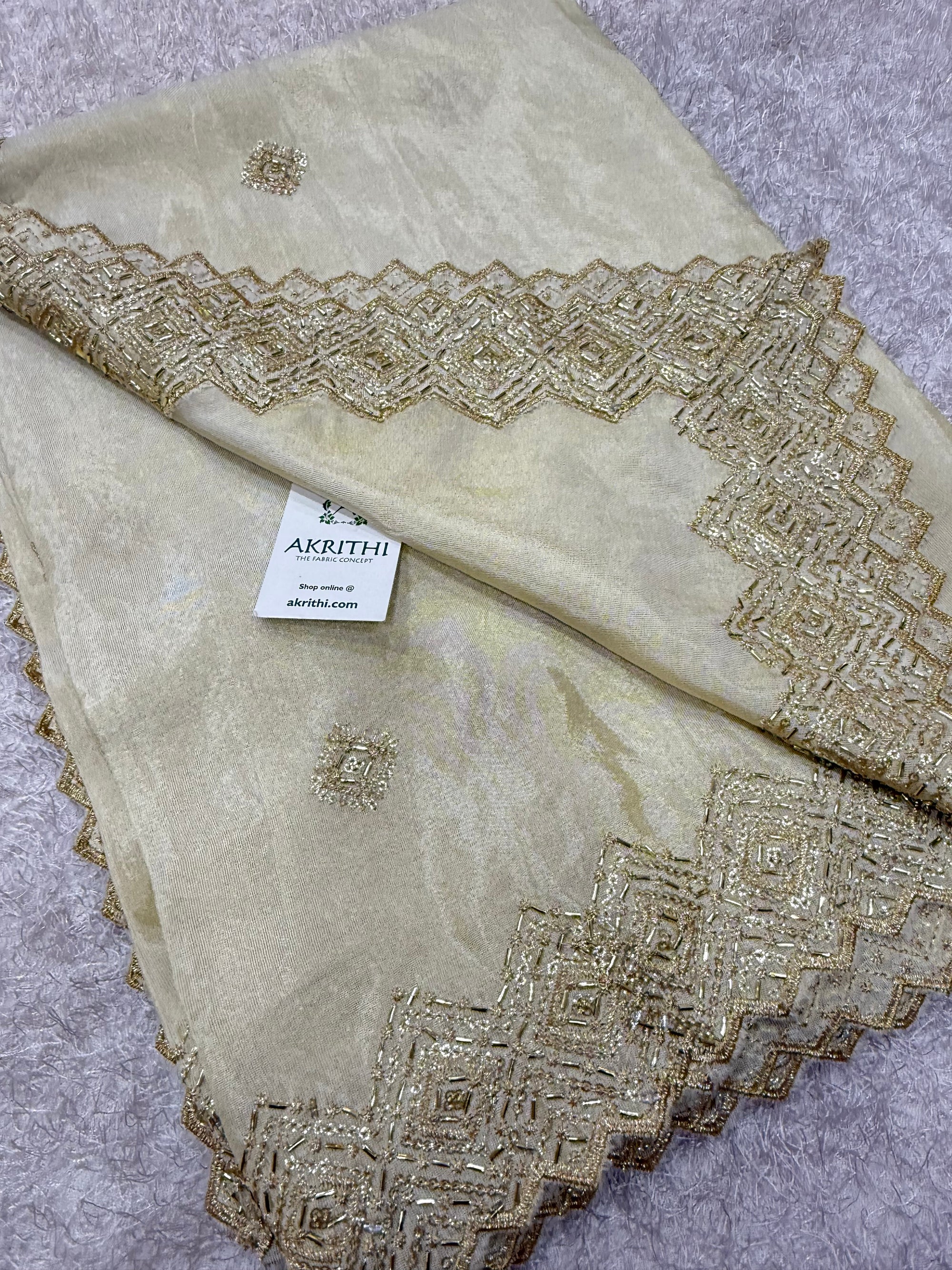 Dyeable embroidered tissue dupatta