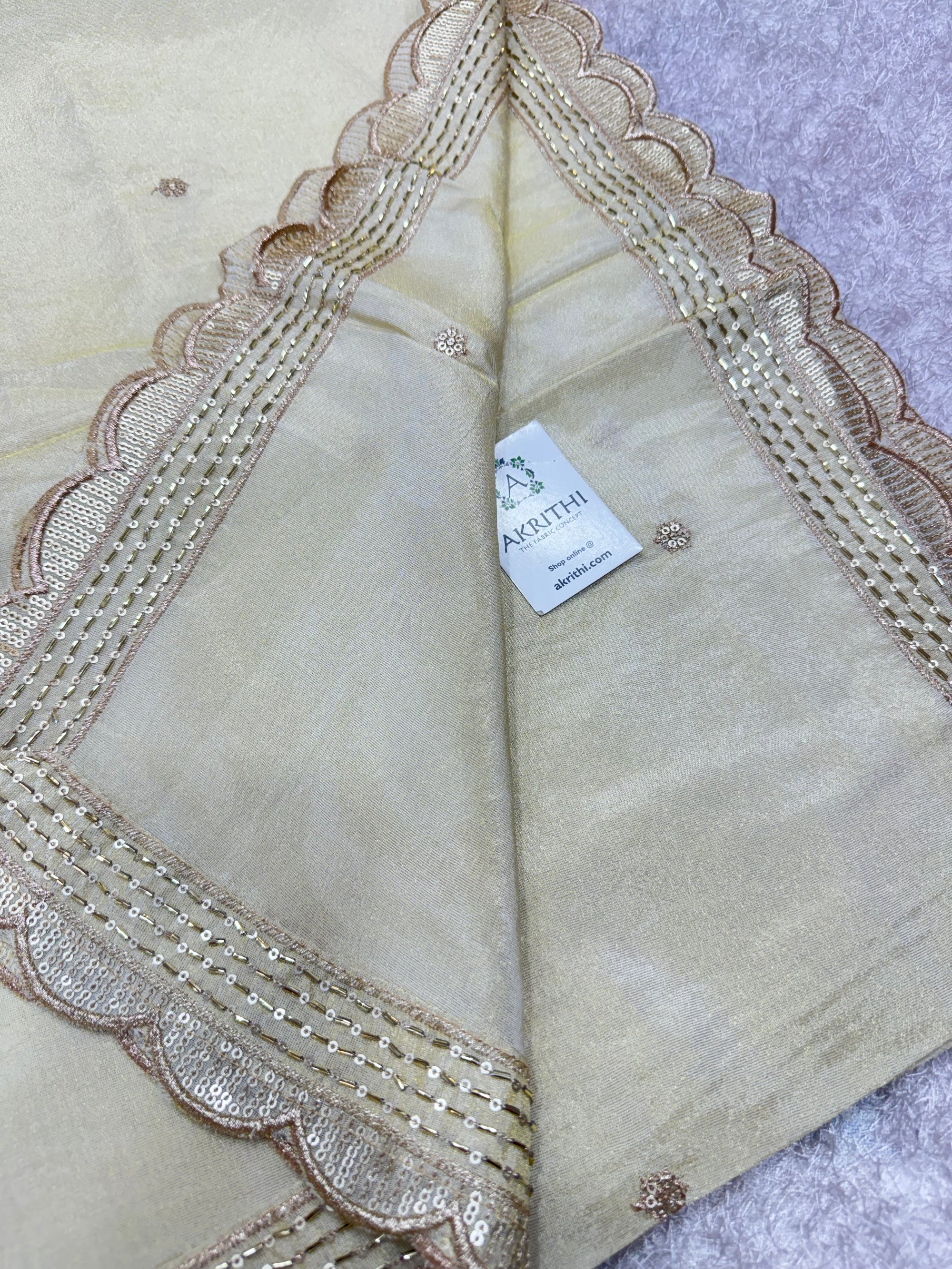 Dyeable embroidered tissue dupatta