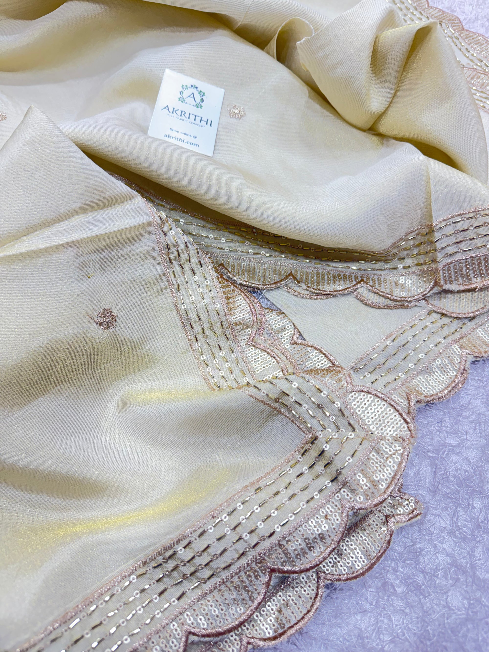 Dyeable embroidered tissue dupatta