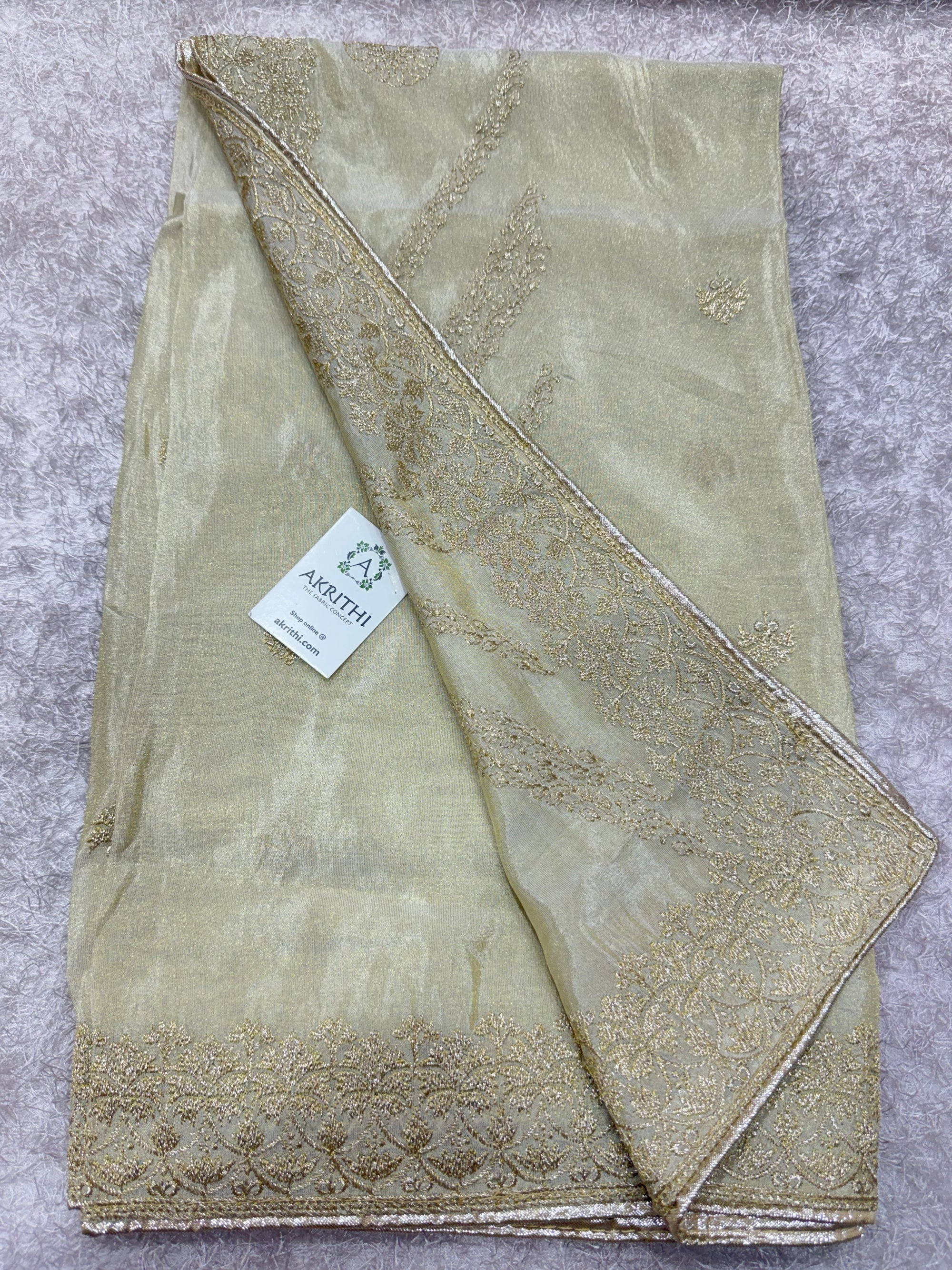 Dyeable embroidered tissue dupatta