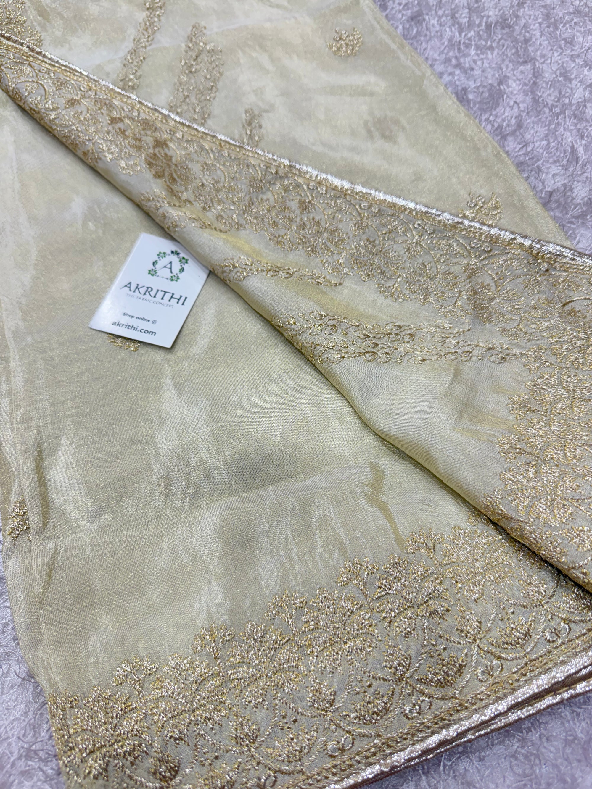 Dyeable embroidered tissue dupatta