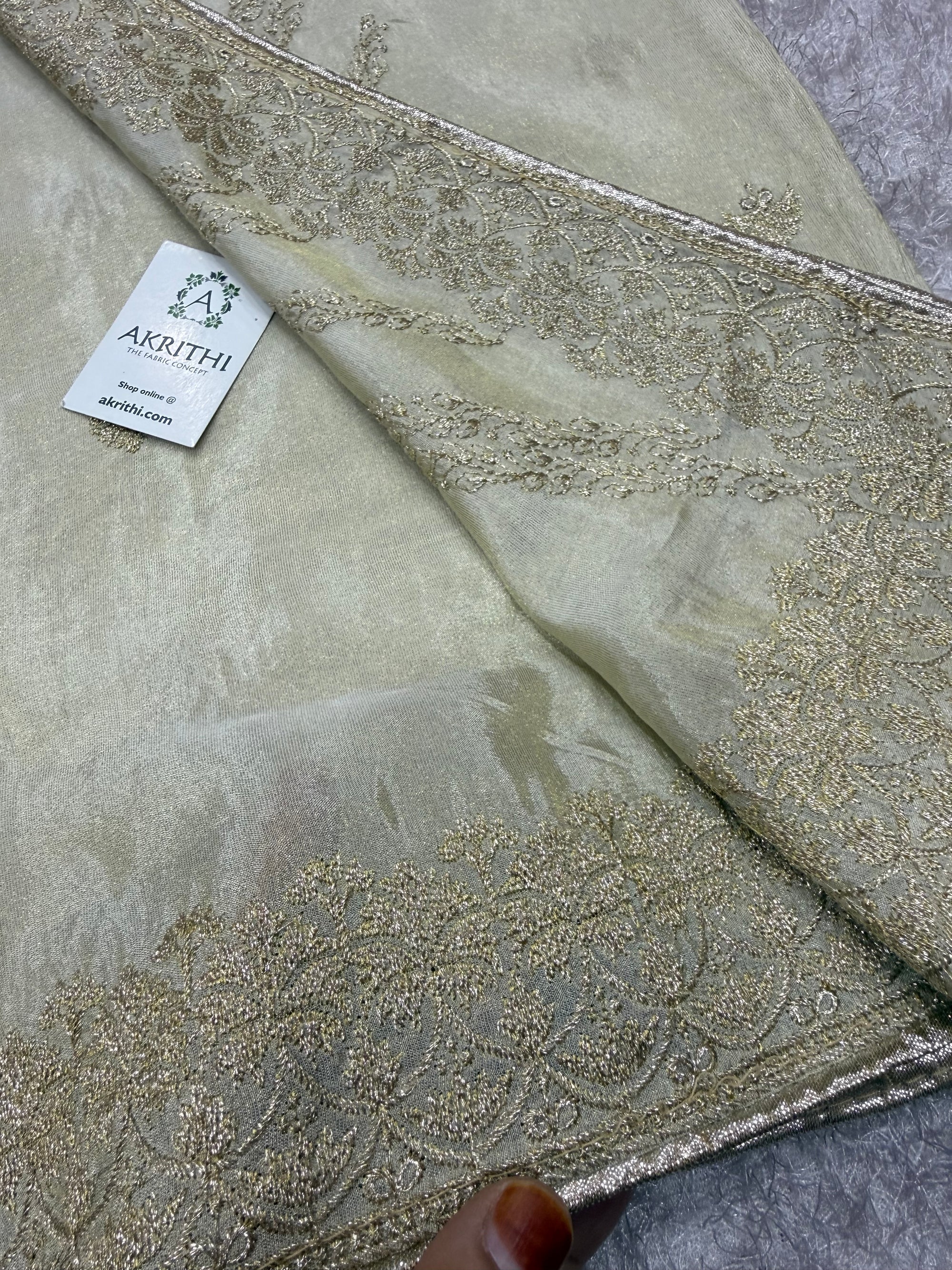 Dyeable embroidered tissue dupatta