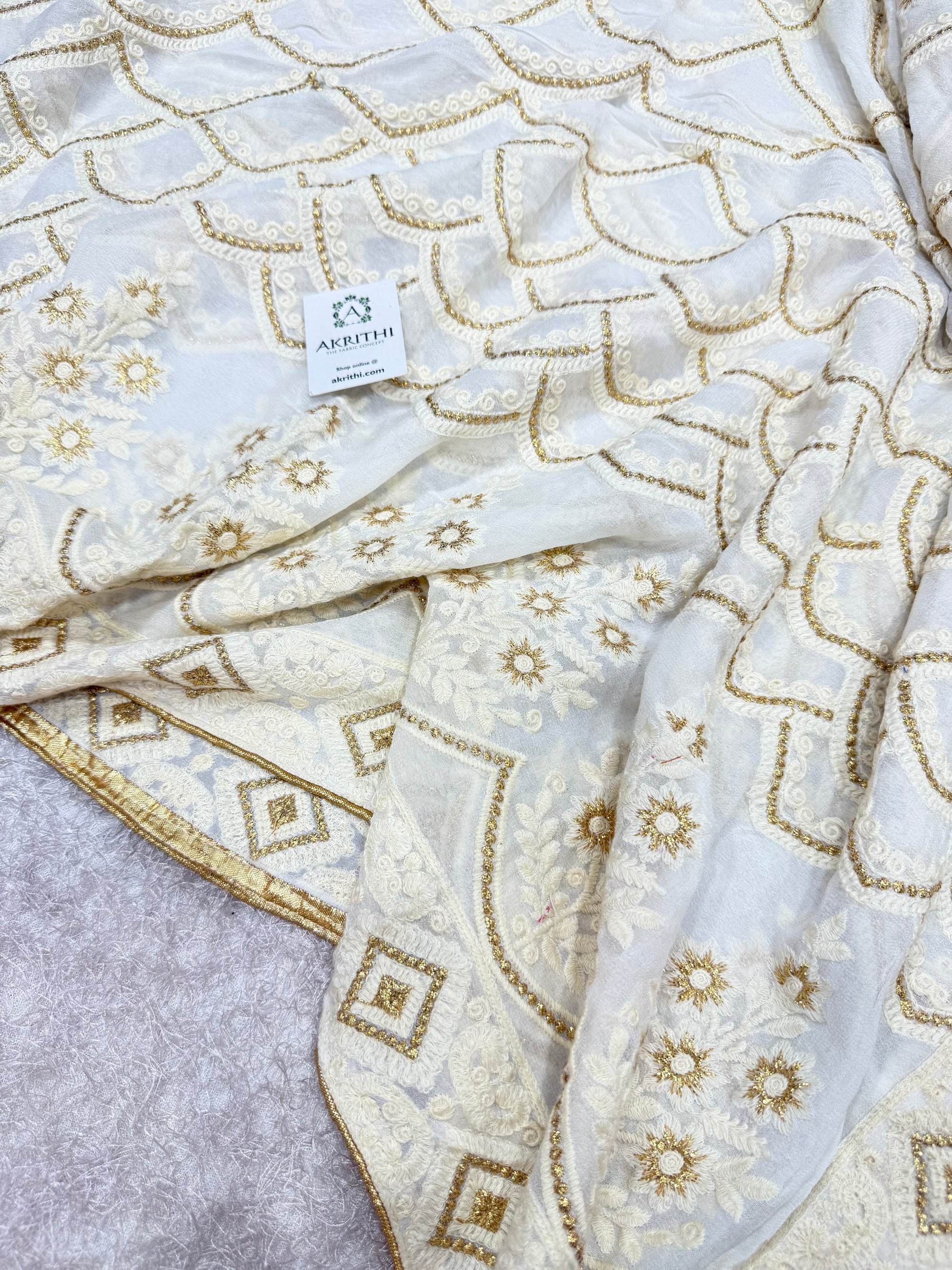 Dyeable embroidered georgette dupatta
