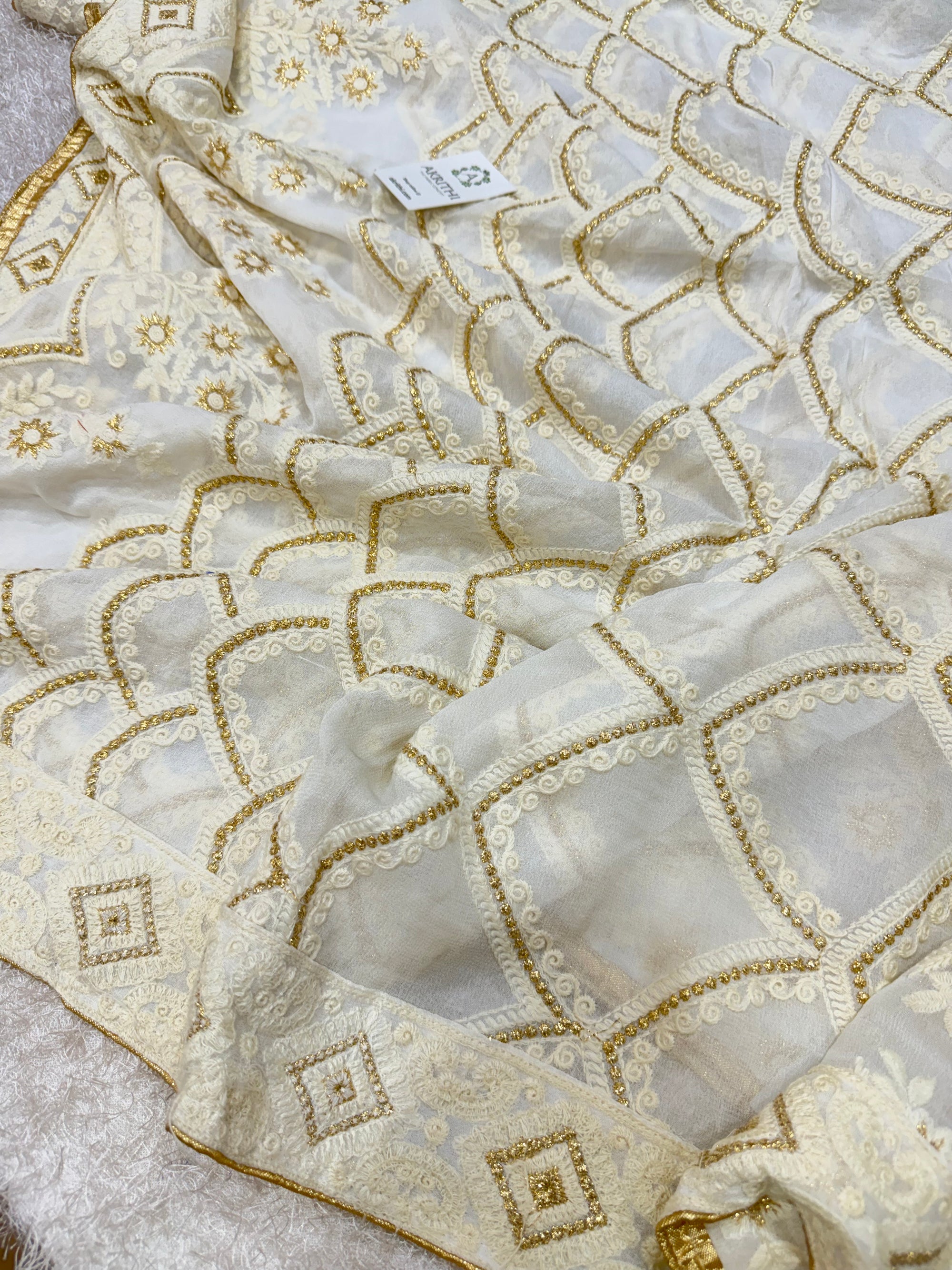 Dyeable embroidered georgette dupatta