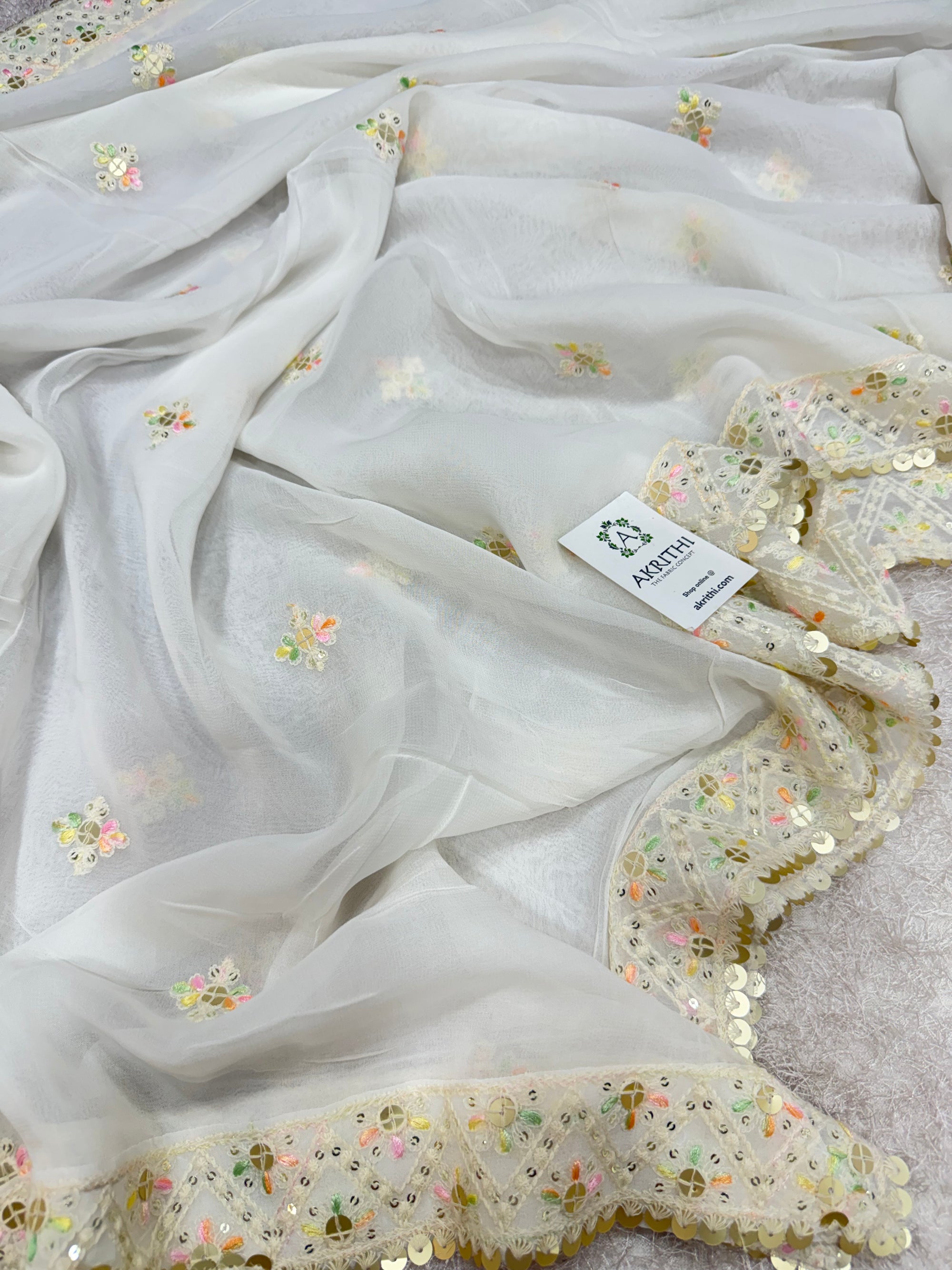 Dyeable embroidered georgette dupatta