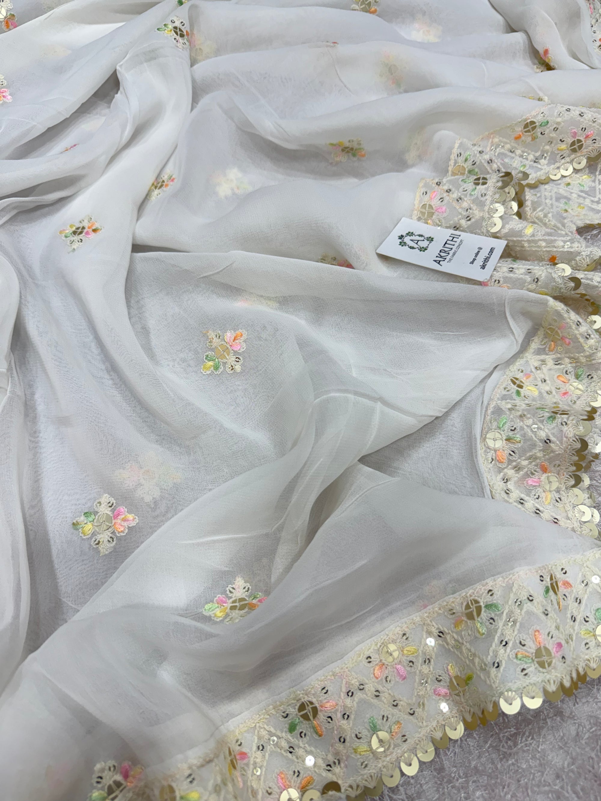 Dyeable embroidered georgette dupatta