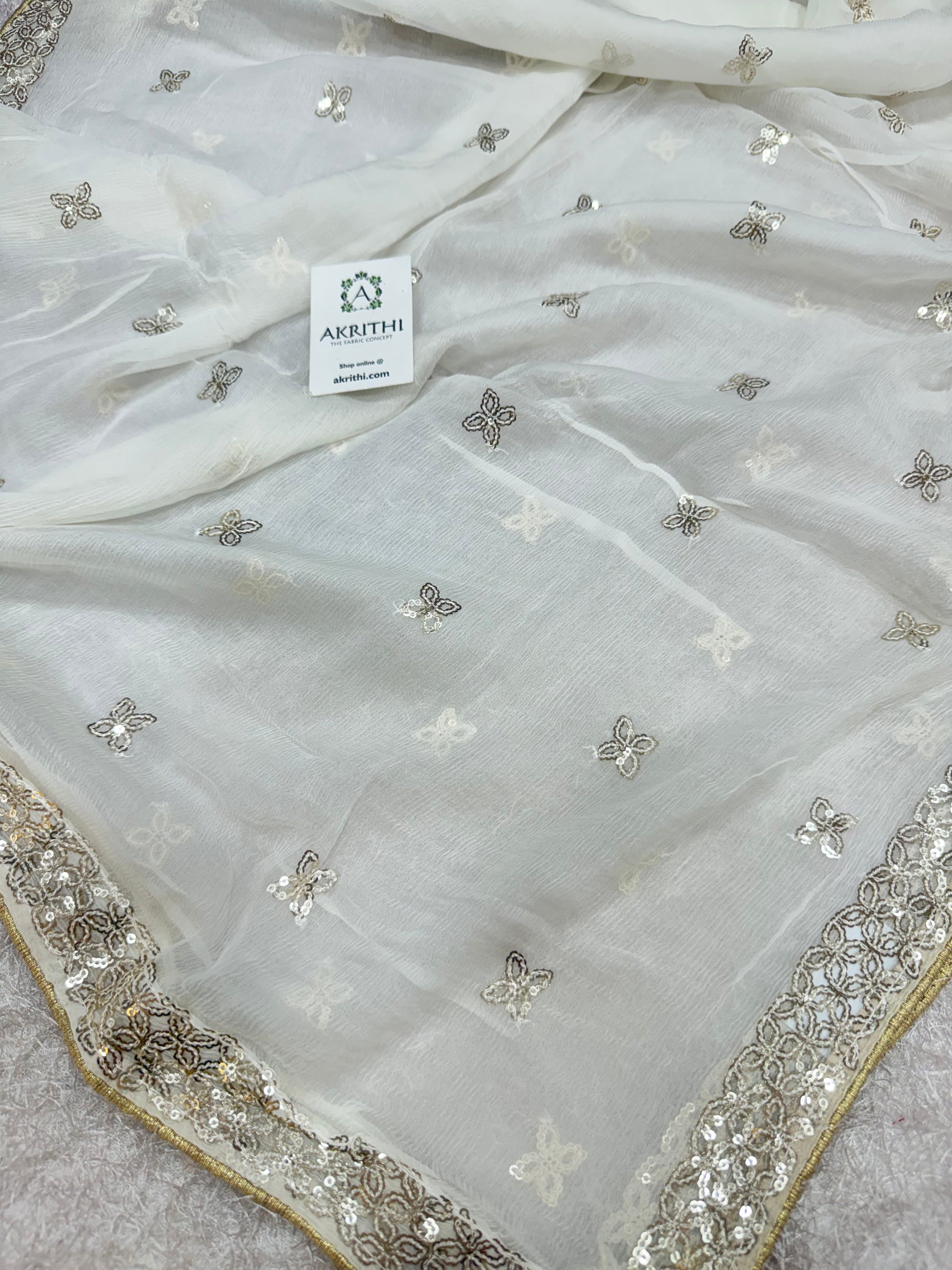 Dyeable embroidered georgette dupatta