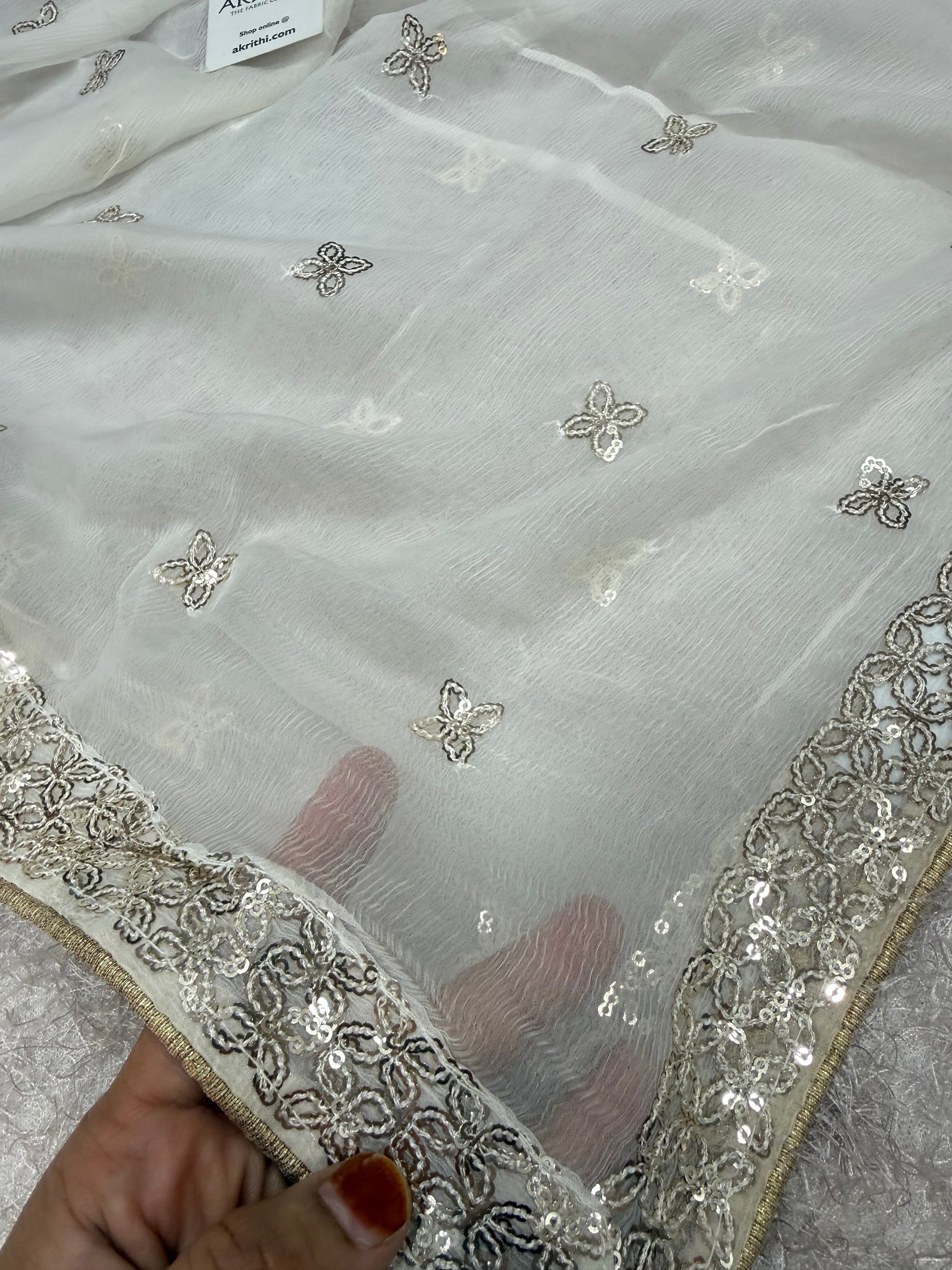 Dyeable embroidered georgette dupatta
