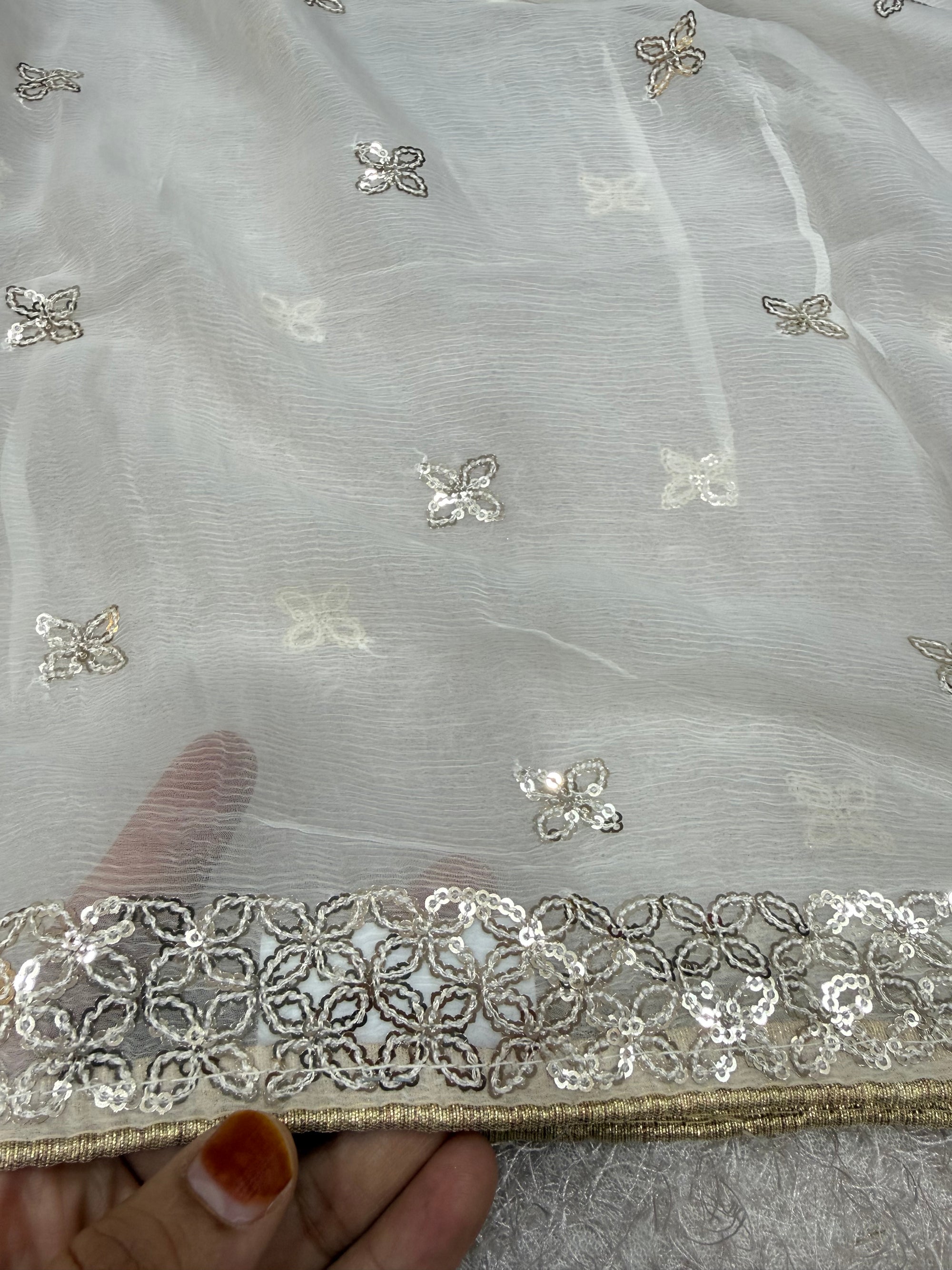 Dyeable embroidered georgette dupatta