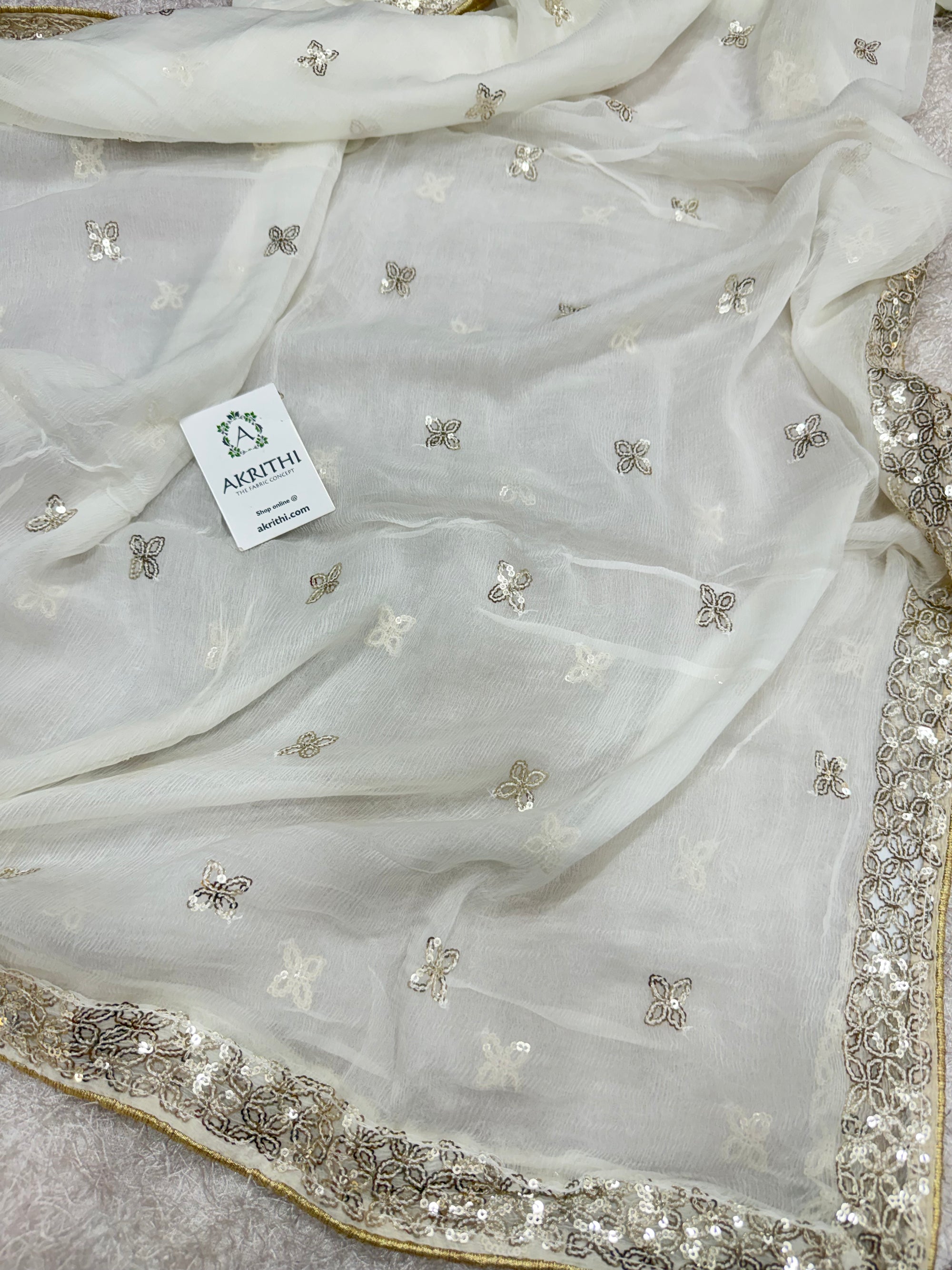 Dyeable embroidered georgette dupatta