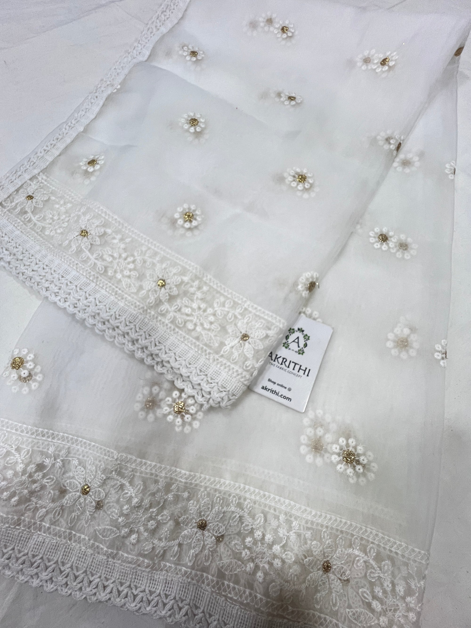 Embroidered organza dupatta