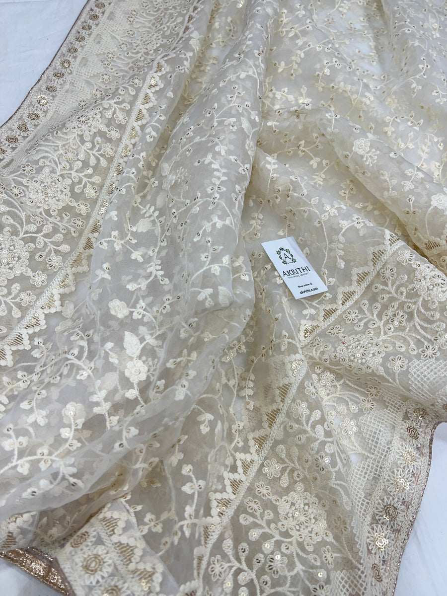 Embroidered organza dupatta