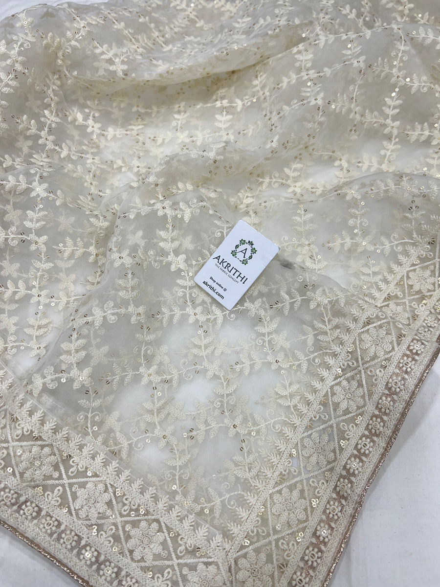 Embroidered organza dupatta