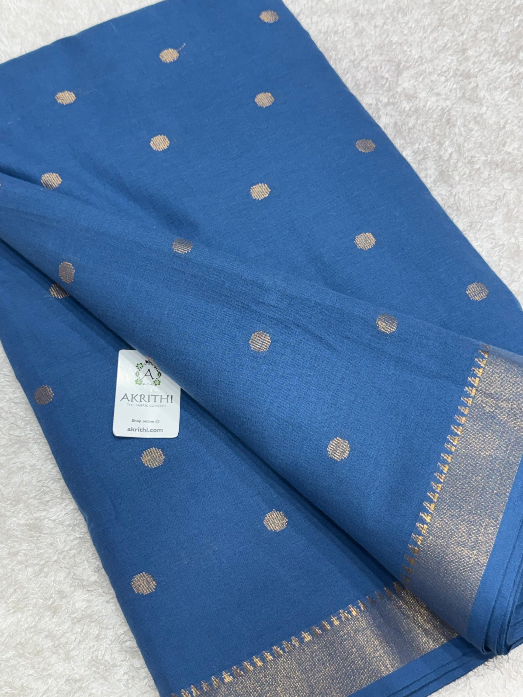 Woven Pure cotton fabric with gold butti and border 