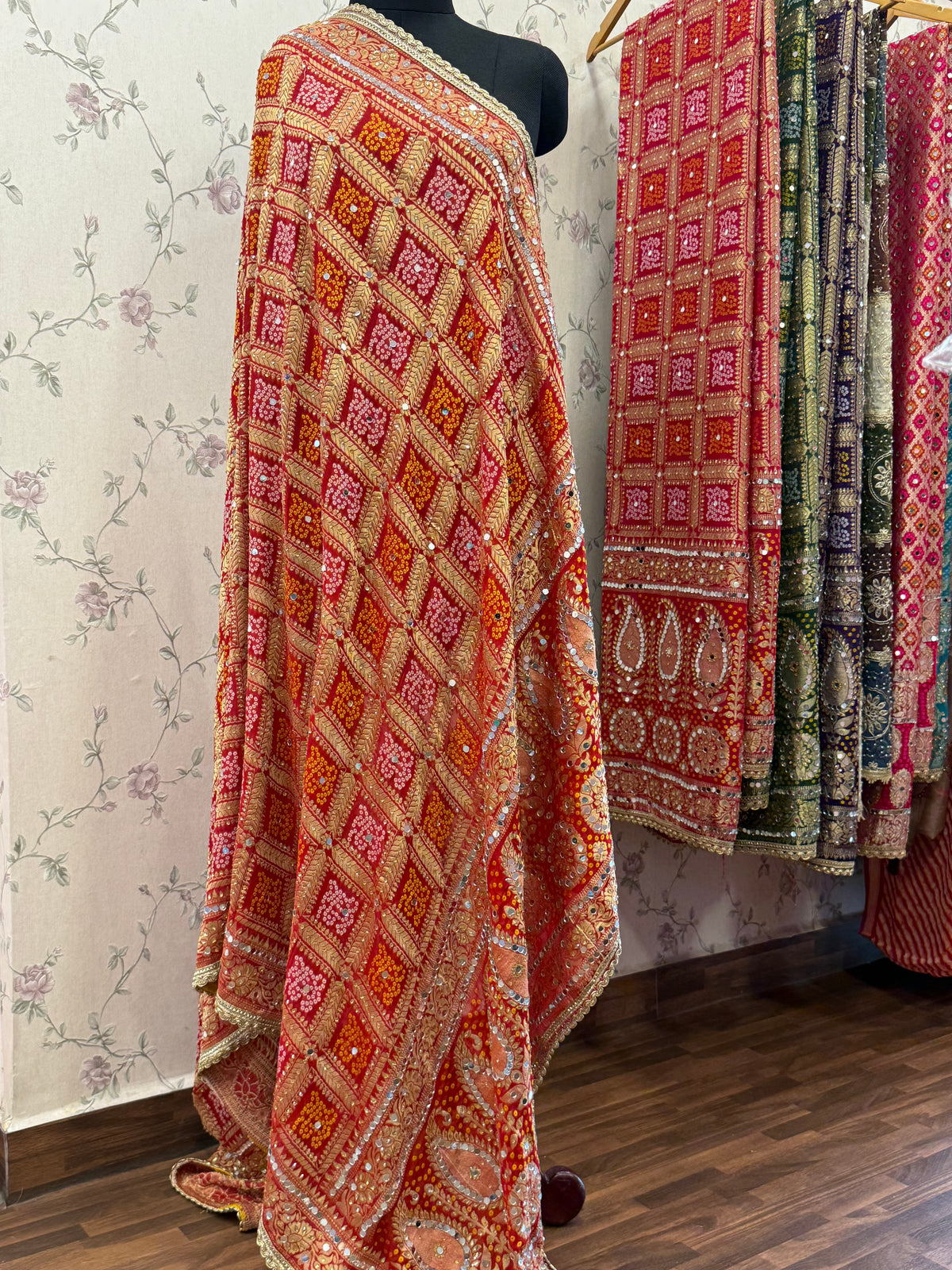 Heavy Mirror jacquard dupatta