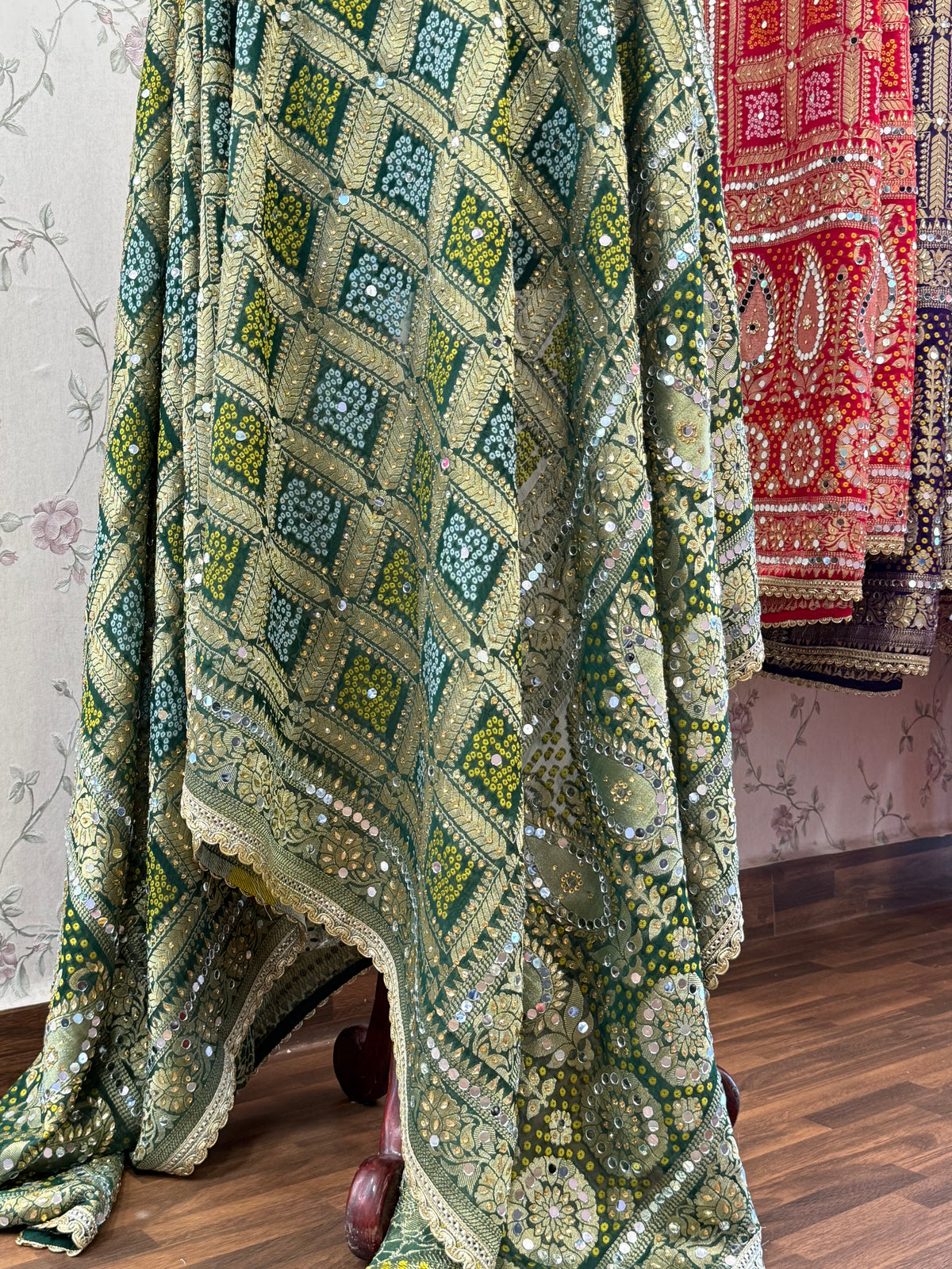 Heavy Mirror jacquard dupatta