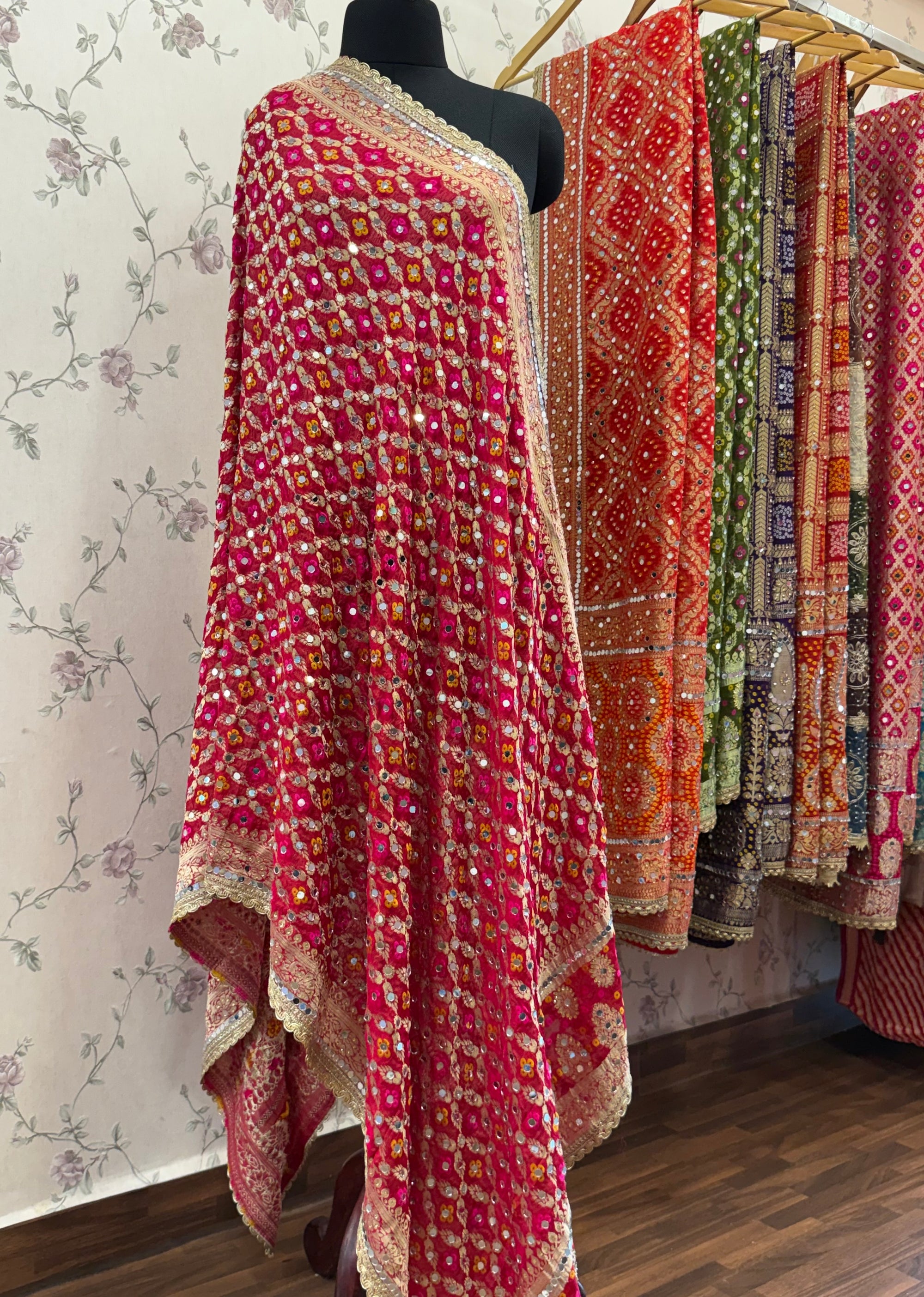 Heavy Mirror jacquard dupatta