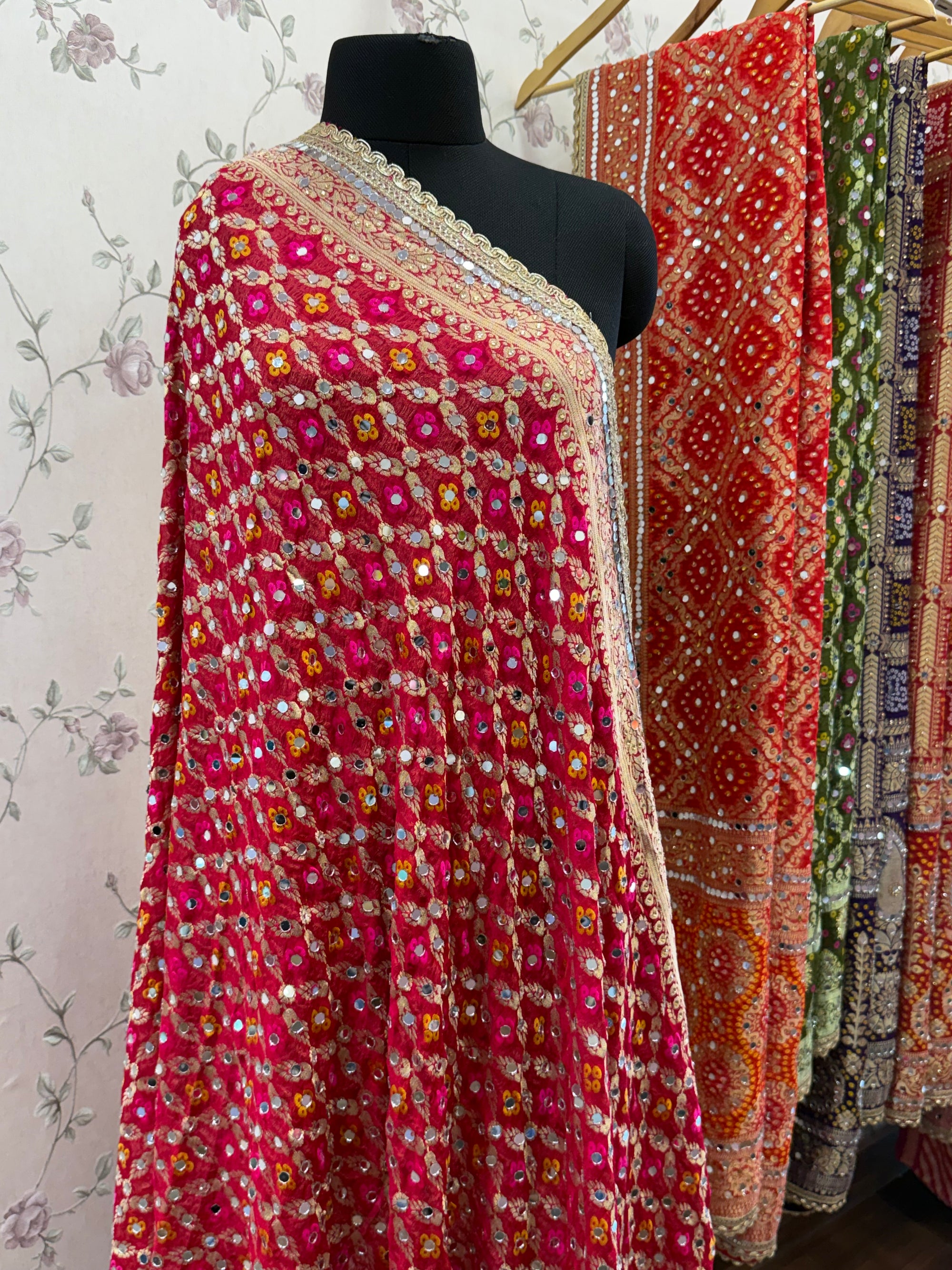 Heavy Mirror jacquard dupatta