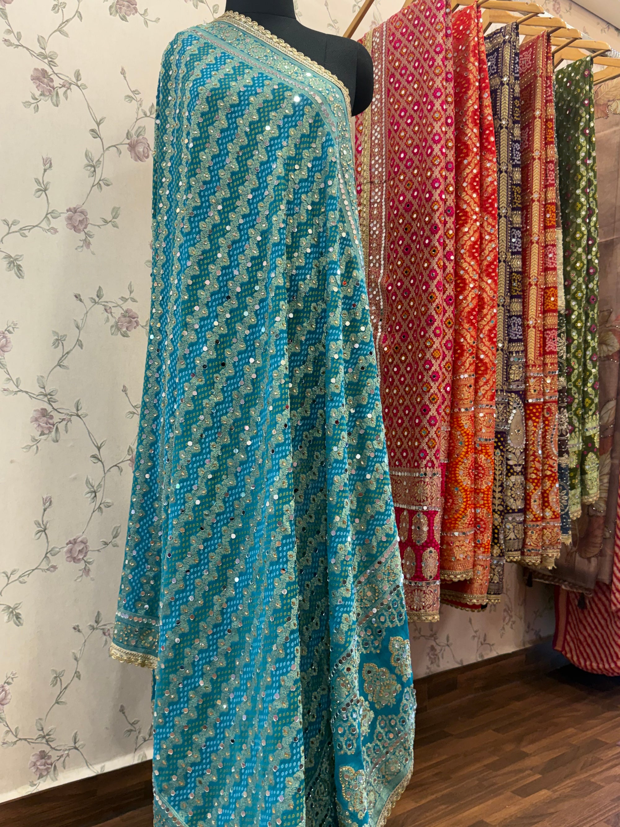 Heavy Mirror jacquard dupatta