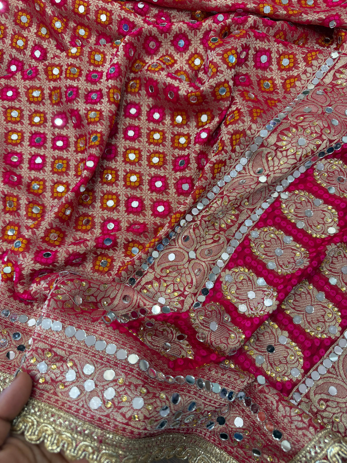 Heavy Mirror jacquard dupatta