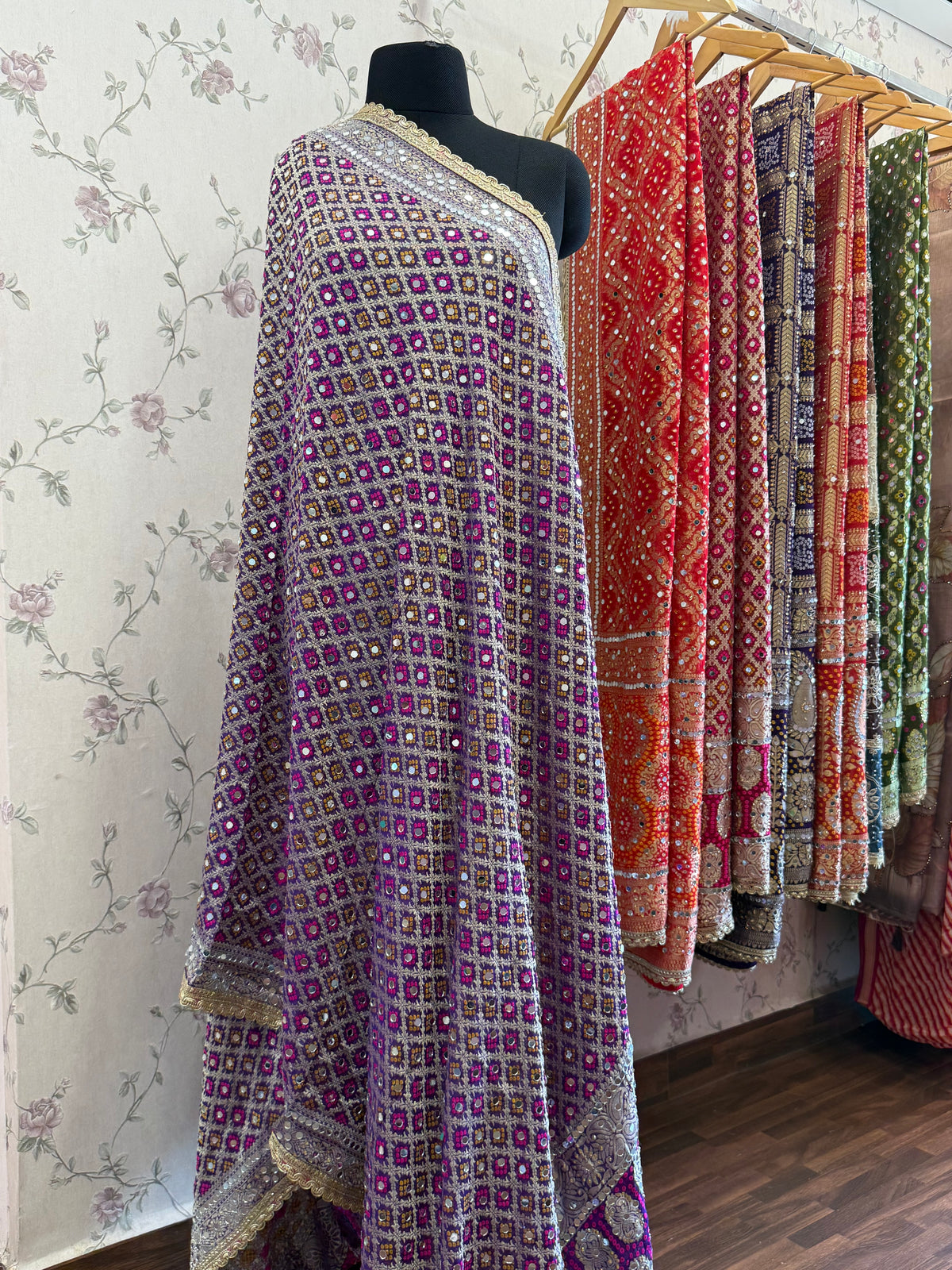 Heavy Mirror jacquard dupatta