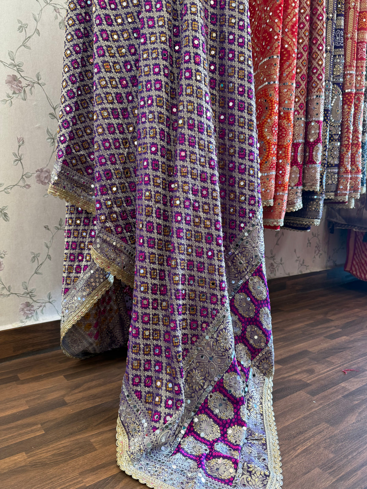 Heavy Mirror jacquard dupatta